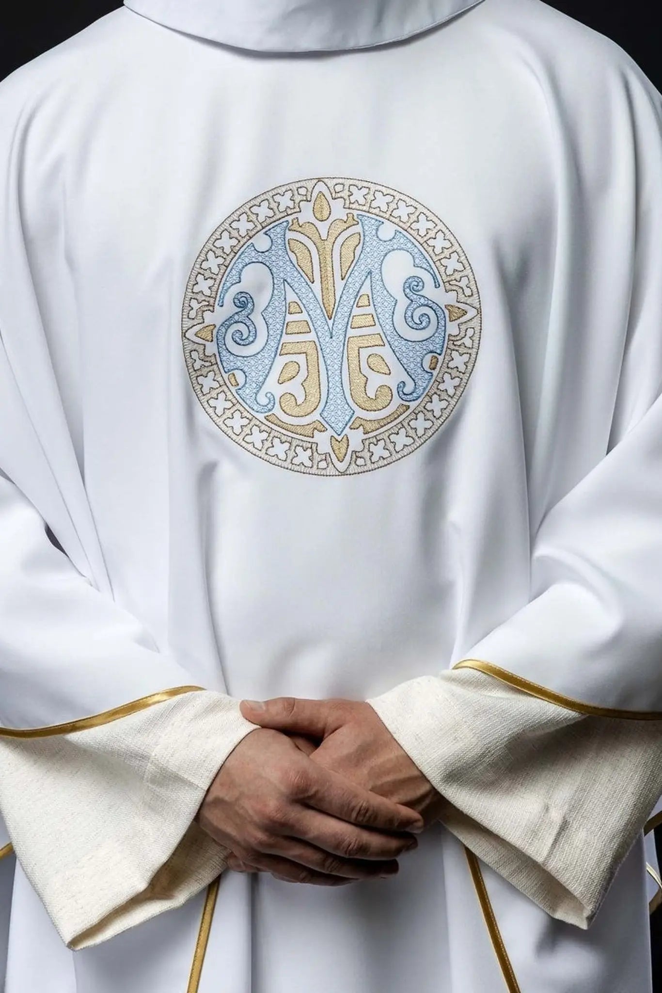 Embroidered Marian Chasuble – White