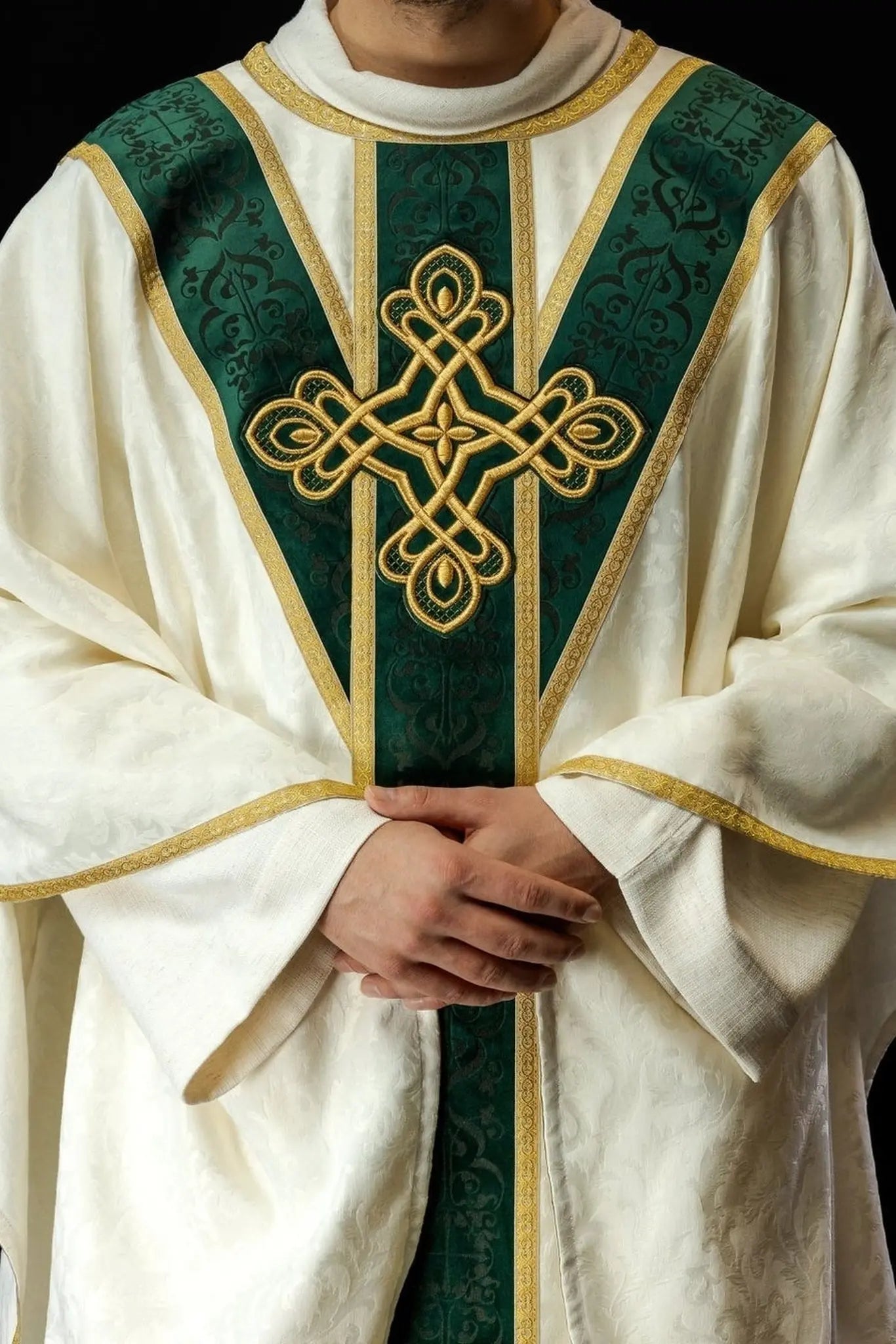 Handmade Chasuble with Velvet Band and Natural Stones – Collection 7007