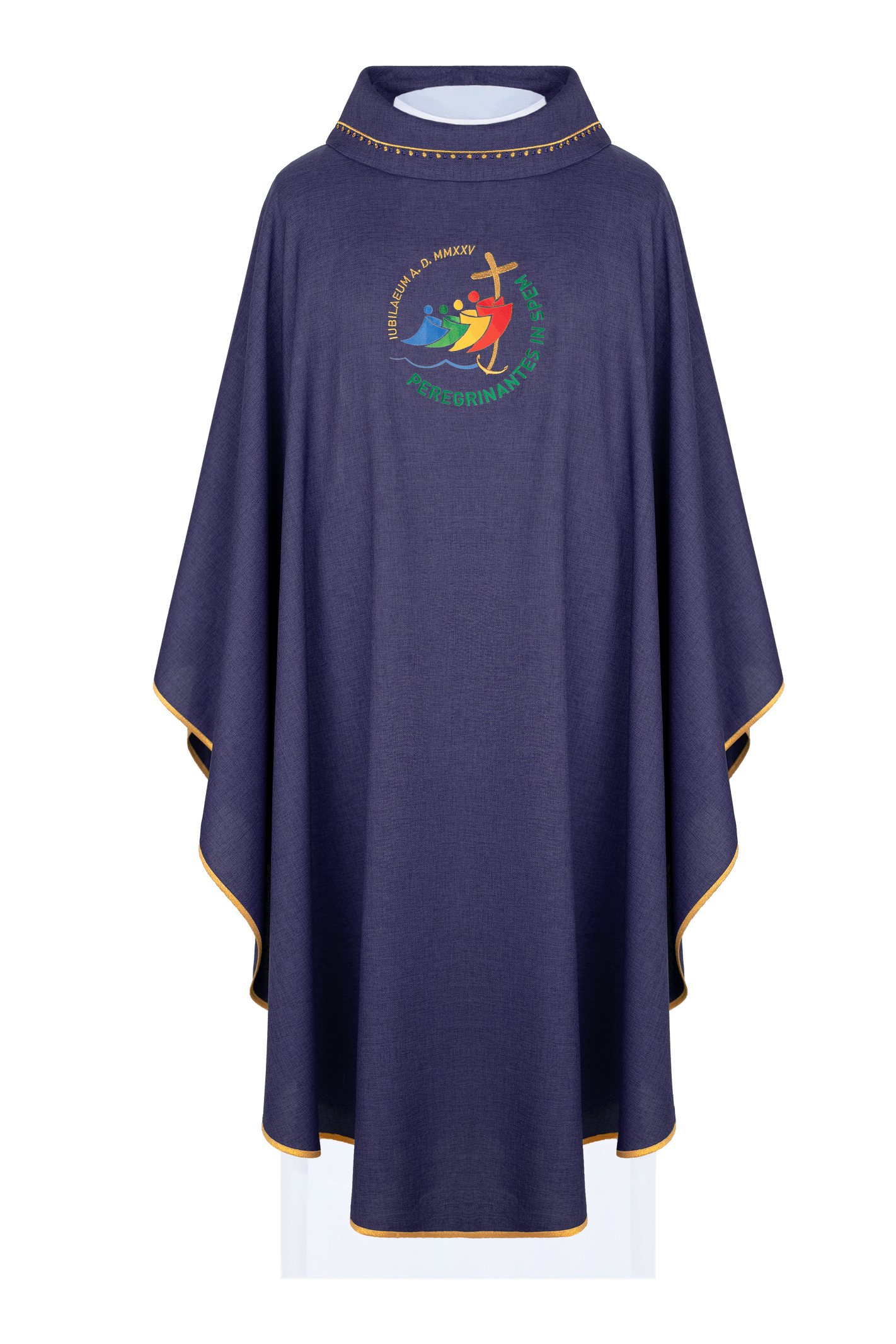Chasuble with JUBILEE ROME 2025 Embroidery and Purple Collar Trim (In Polish Language)