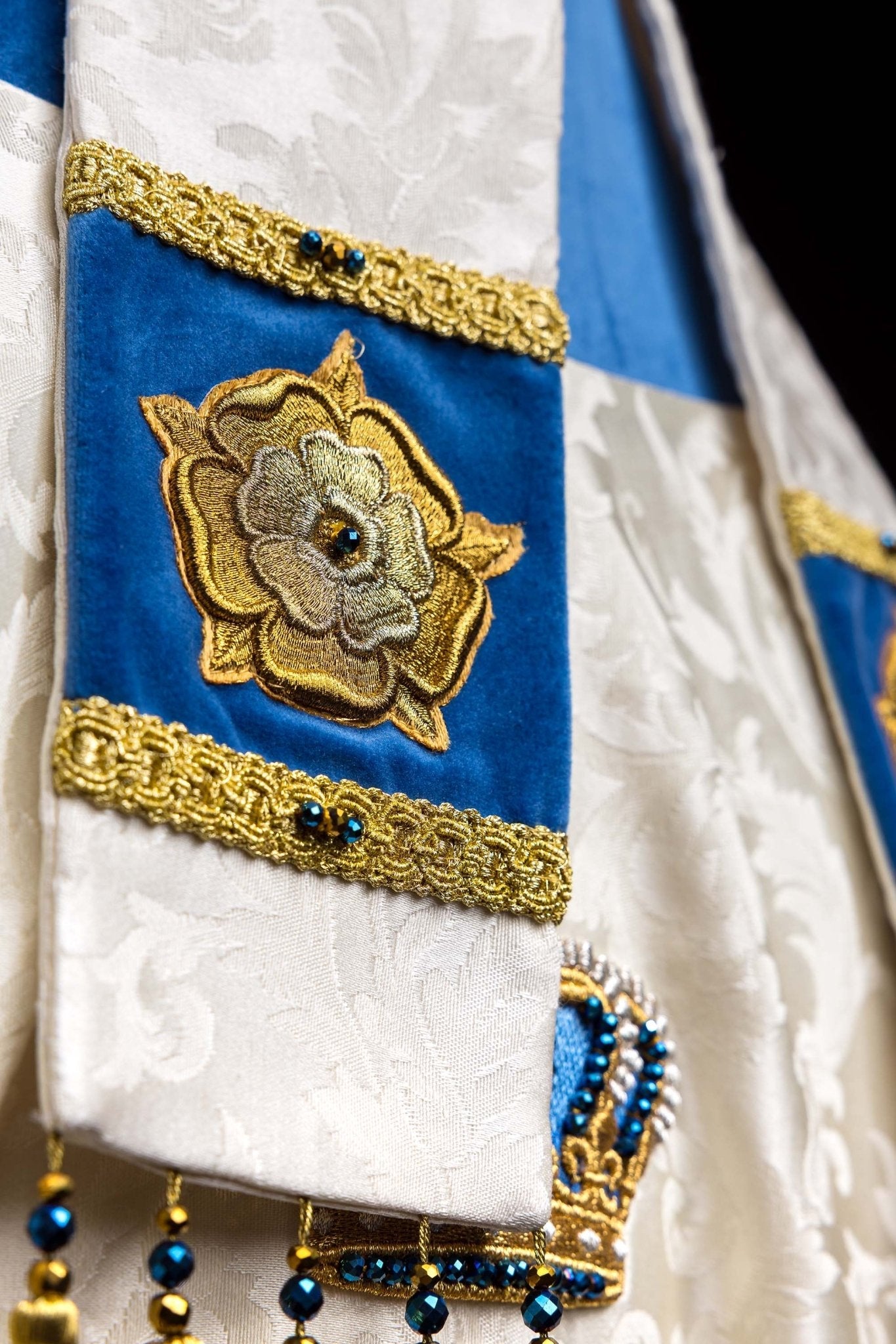 Ecru Handmade Marian Mitre with Natural Stones