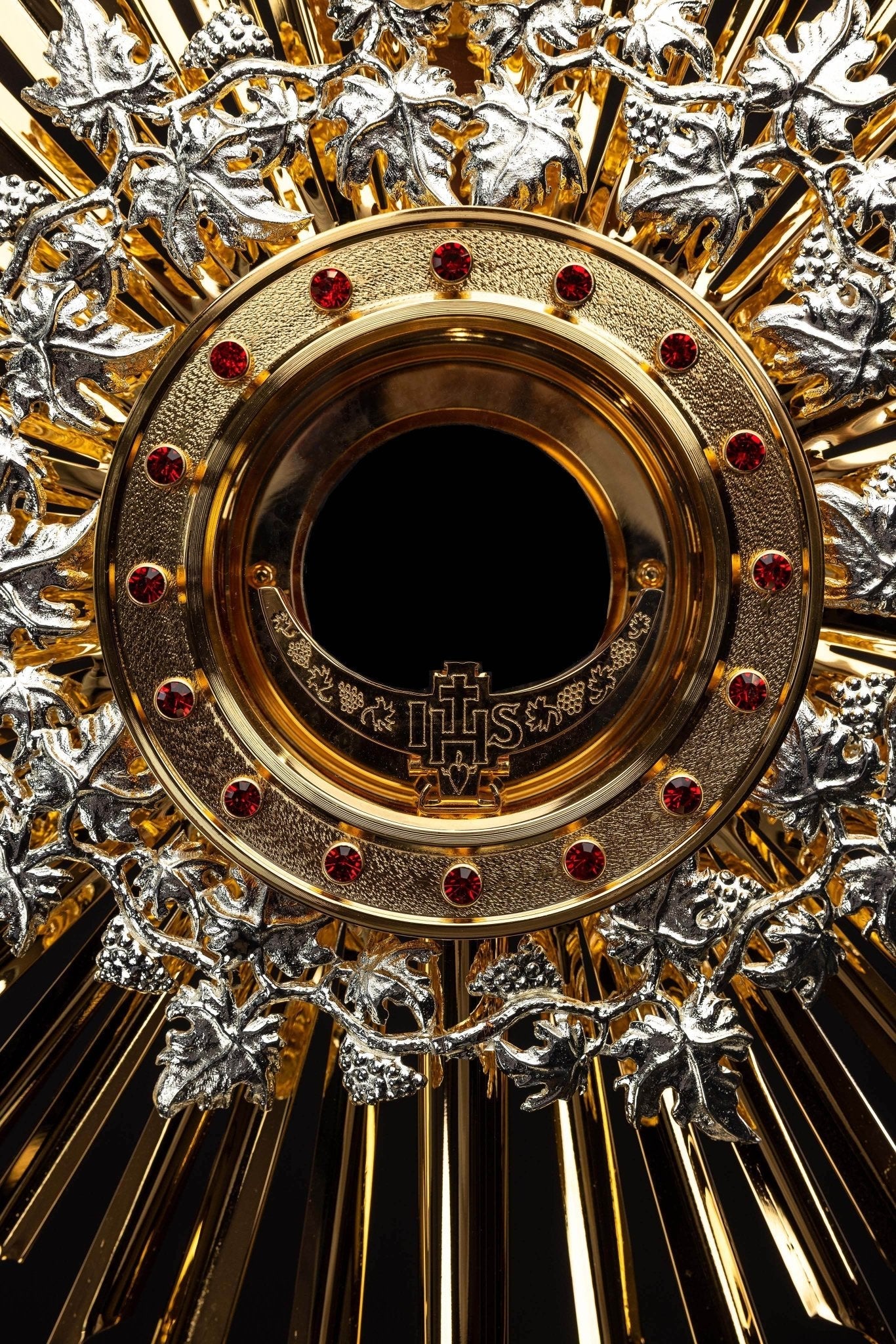 Handmade Gilded Brass Monstrance with Rubies - 70 cm - image 2