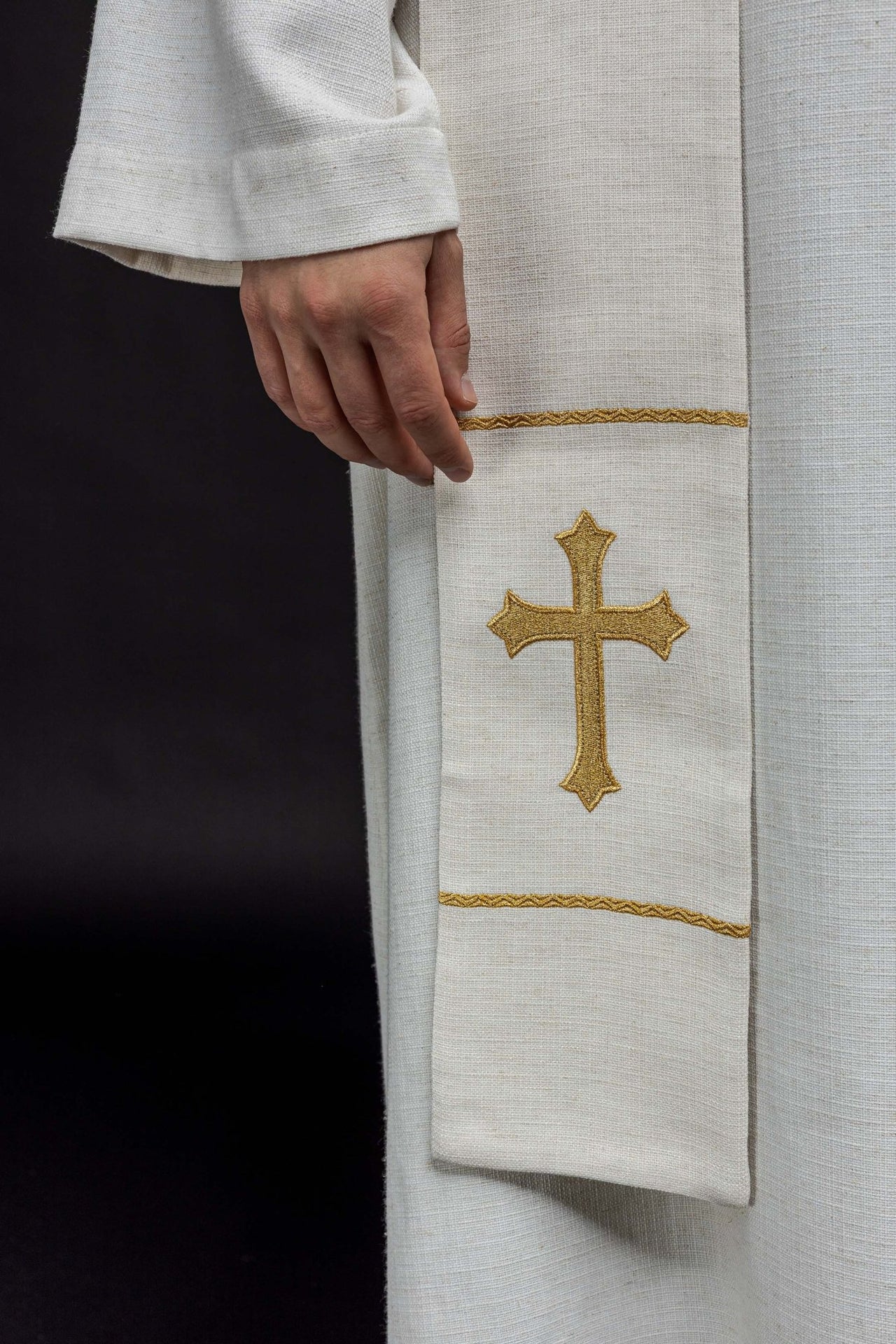 Stuła haftowana z wizerunkiem Jezusa Dobrego Pasterza z Barankiem