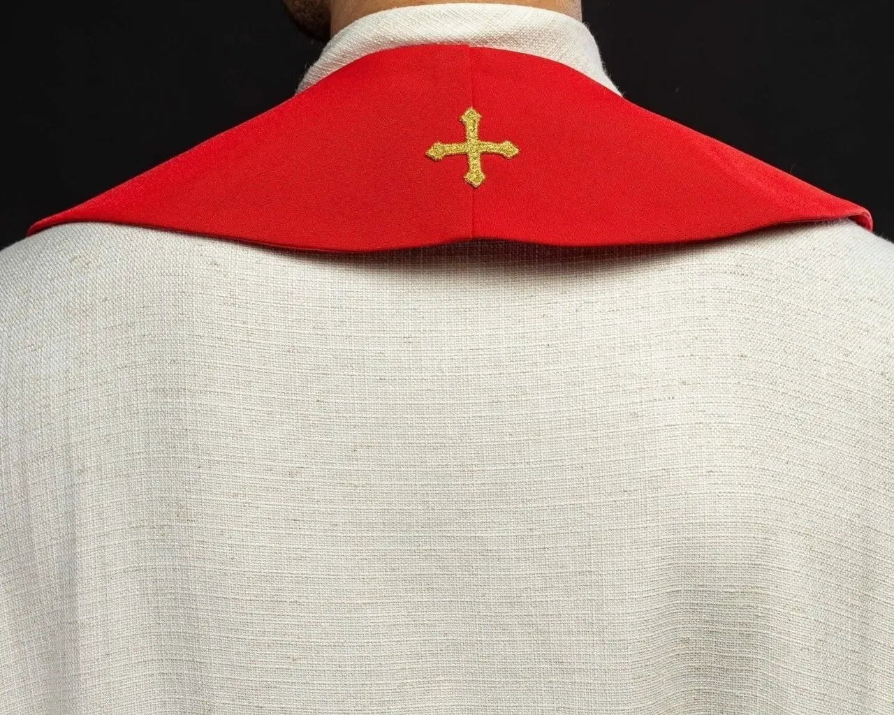 Embroidered red priest's stole