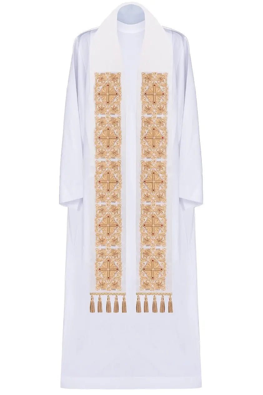 Embroidered priest's stole decorated with gold stones