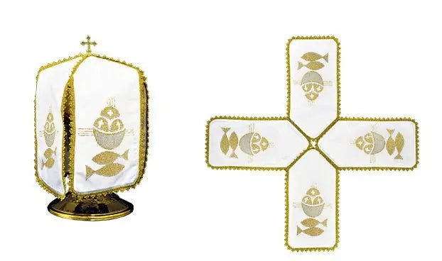 Tin veil with gold fish embroidery