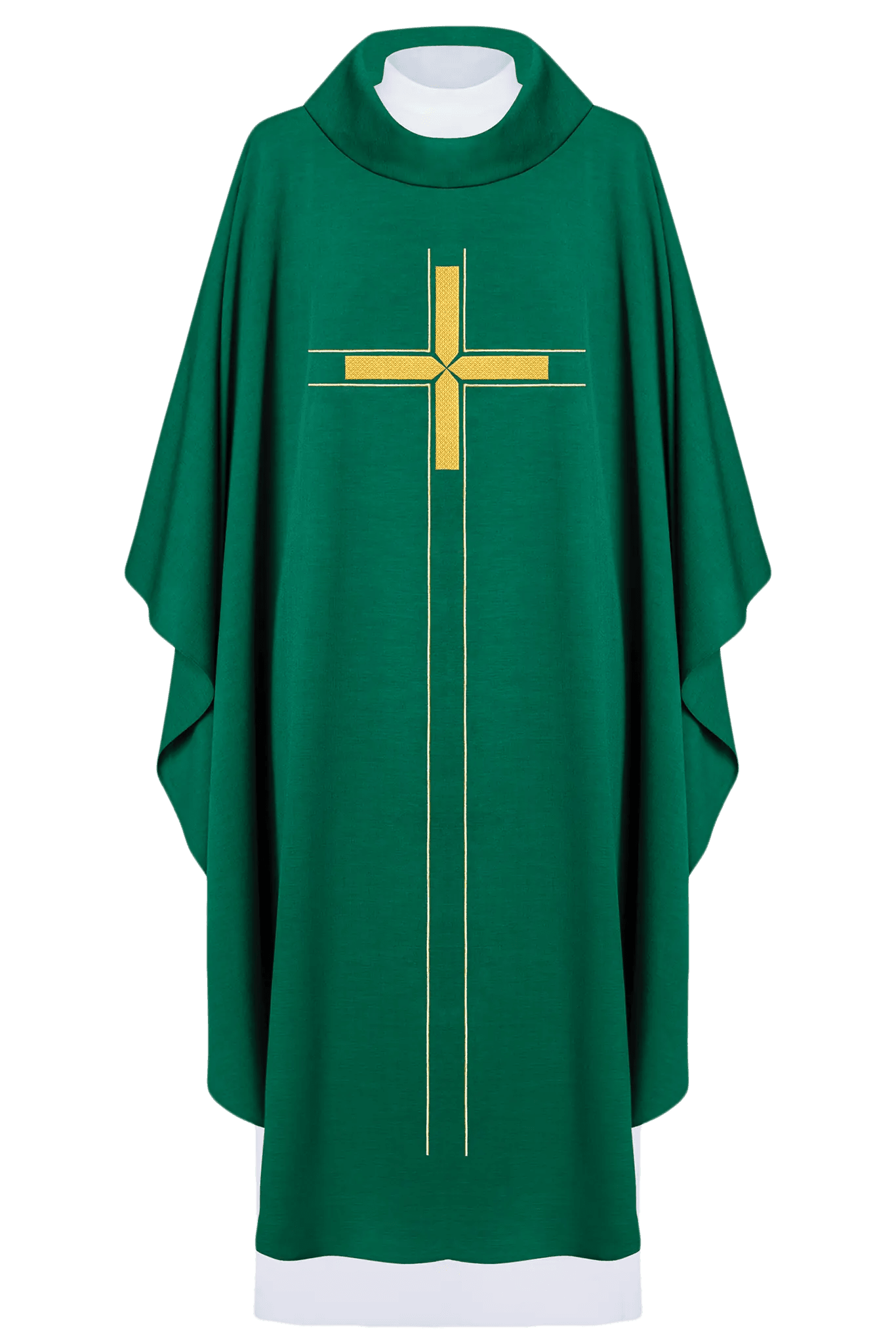 Green chasuble embroidered in minimalist design