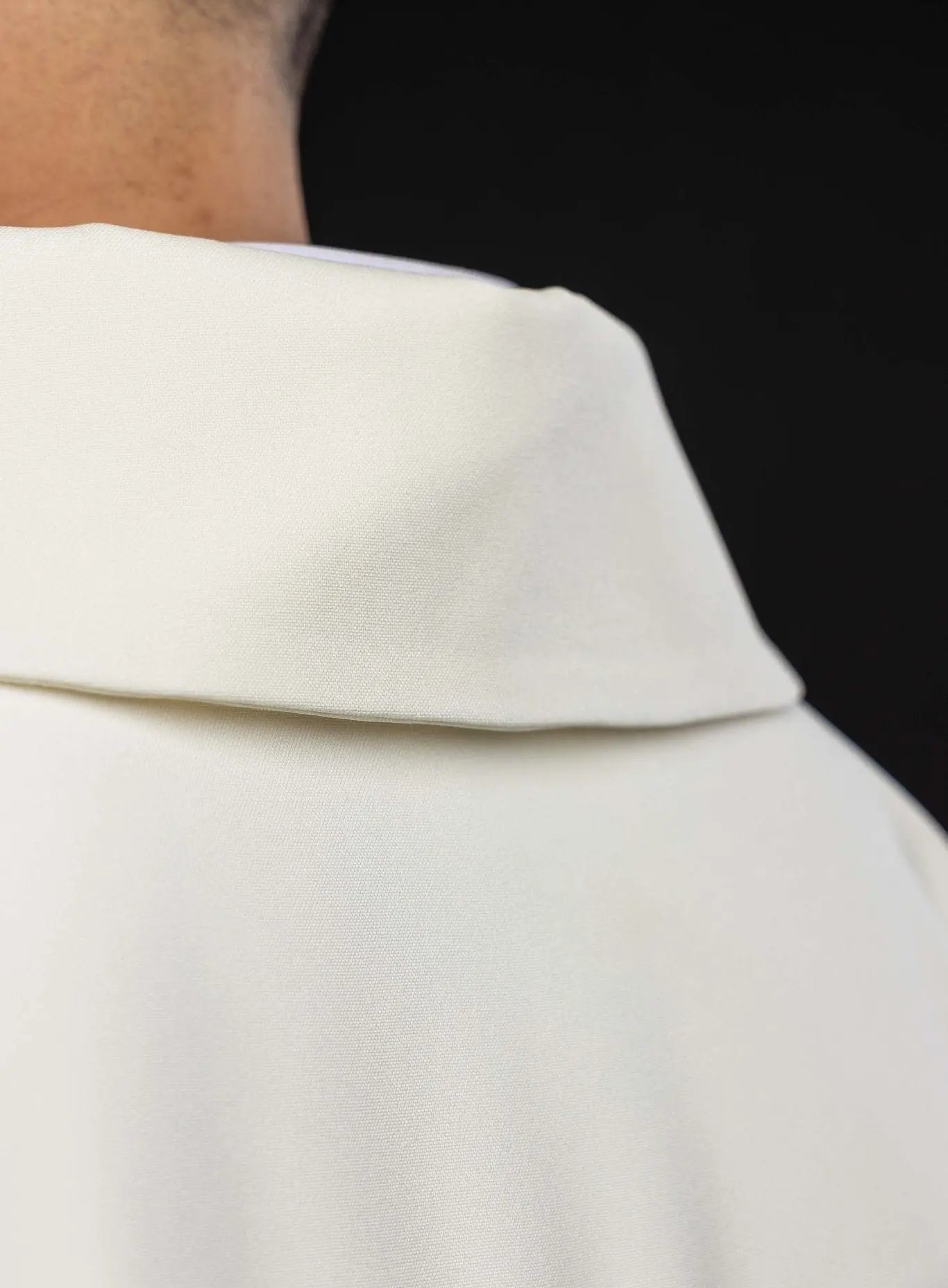 Ecru Embroidered Chasuble with Ornamental Cross and Wide Collar