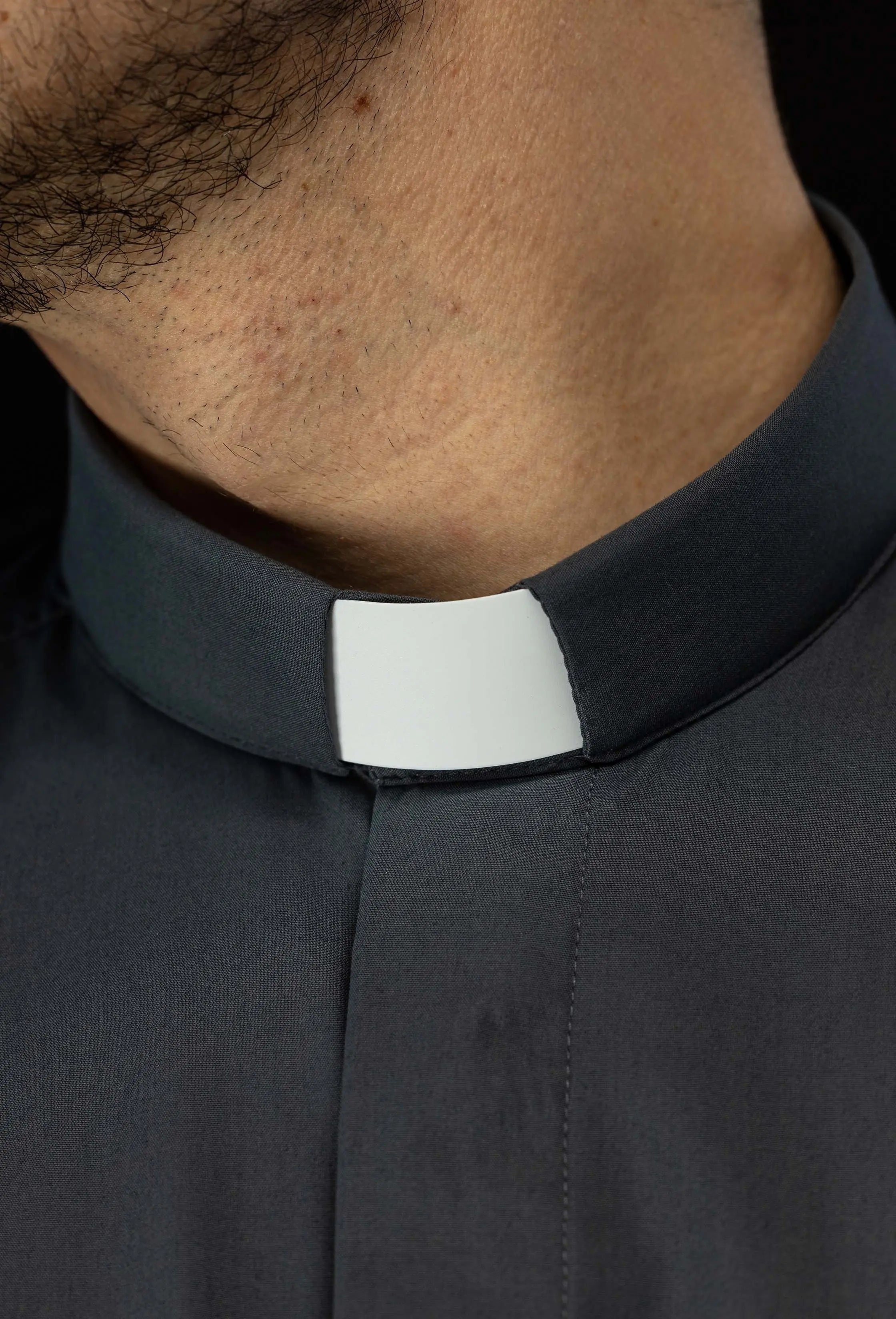 Clergy Shirt Dark Gray Short Sleeve with Collar Tab