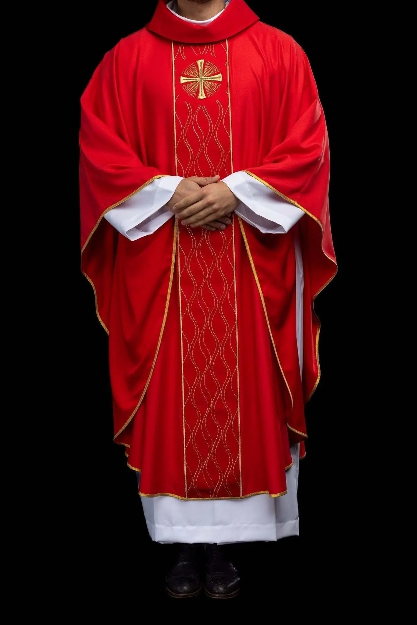 Red Embroidered Chasuble with Cross