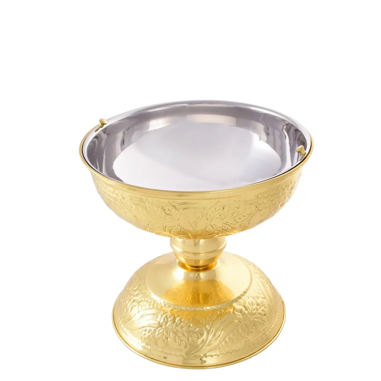 Brass Baptismal Font with Vine Ornament