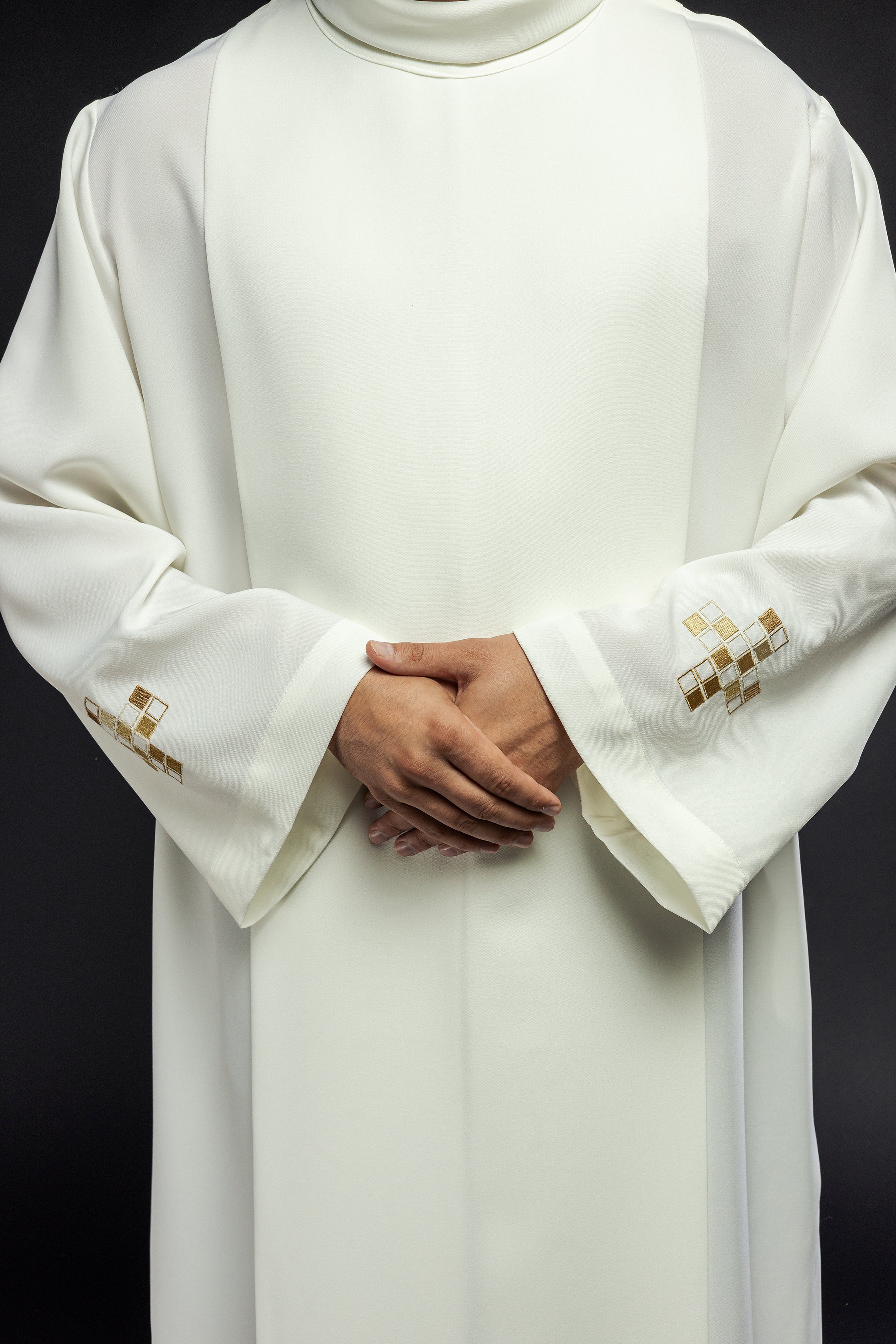Alba with embroidered mosaic Crosses ecru
