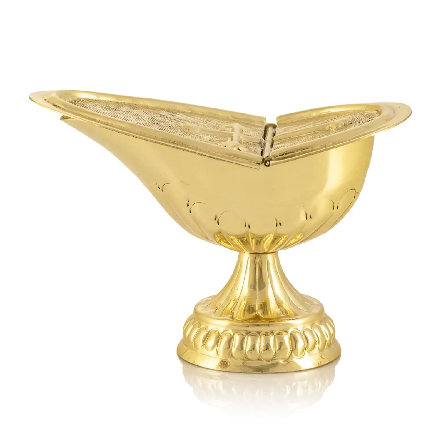 Brass Incense Boat with Pierced Lid
