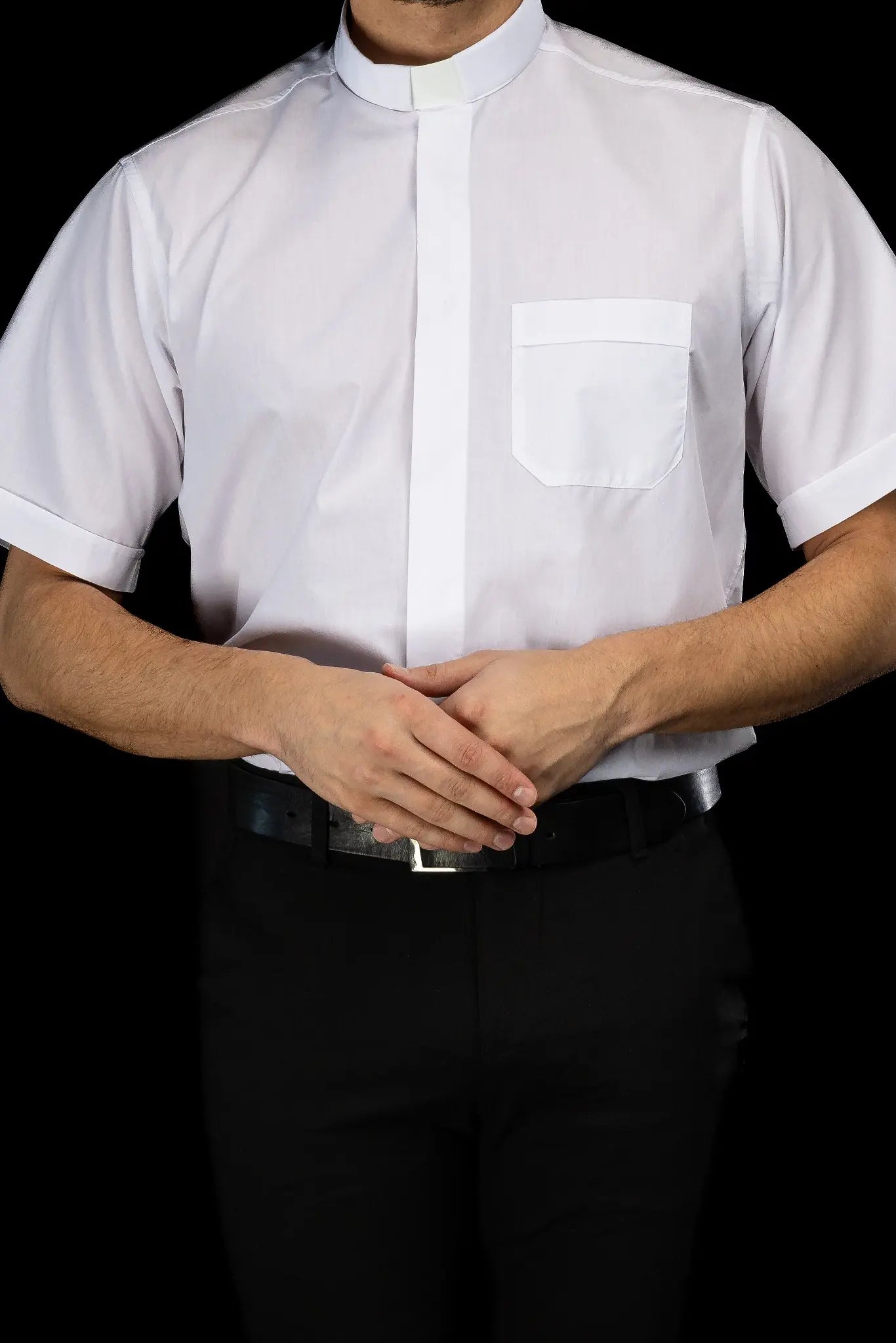 Clergy Shirt White Short Sleeve with Collar Tab