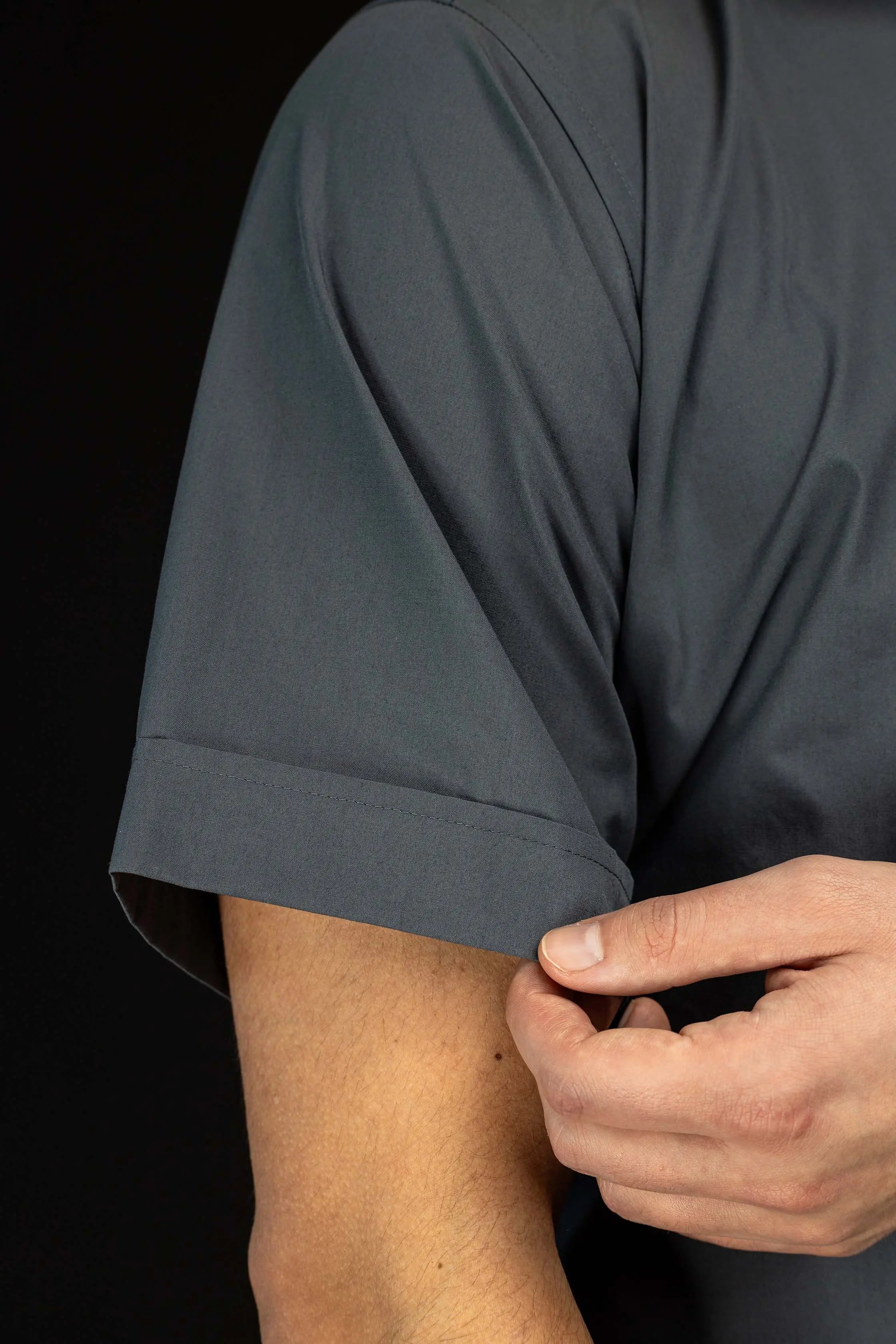 Clergy Shirt Dark Gray Short Sleeve with Collar Tab