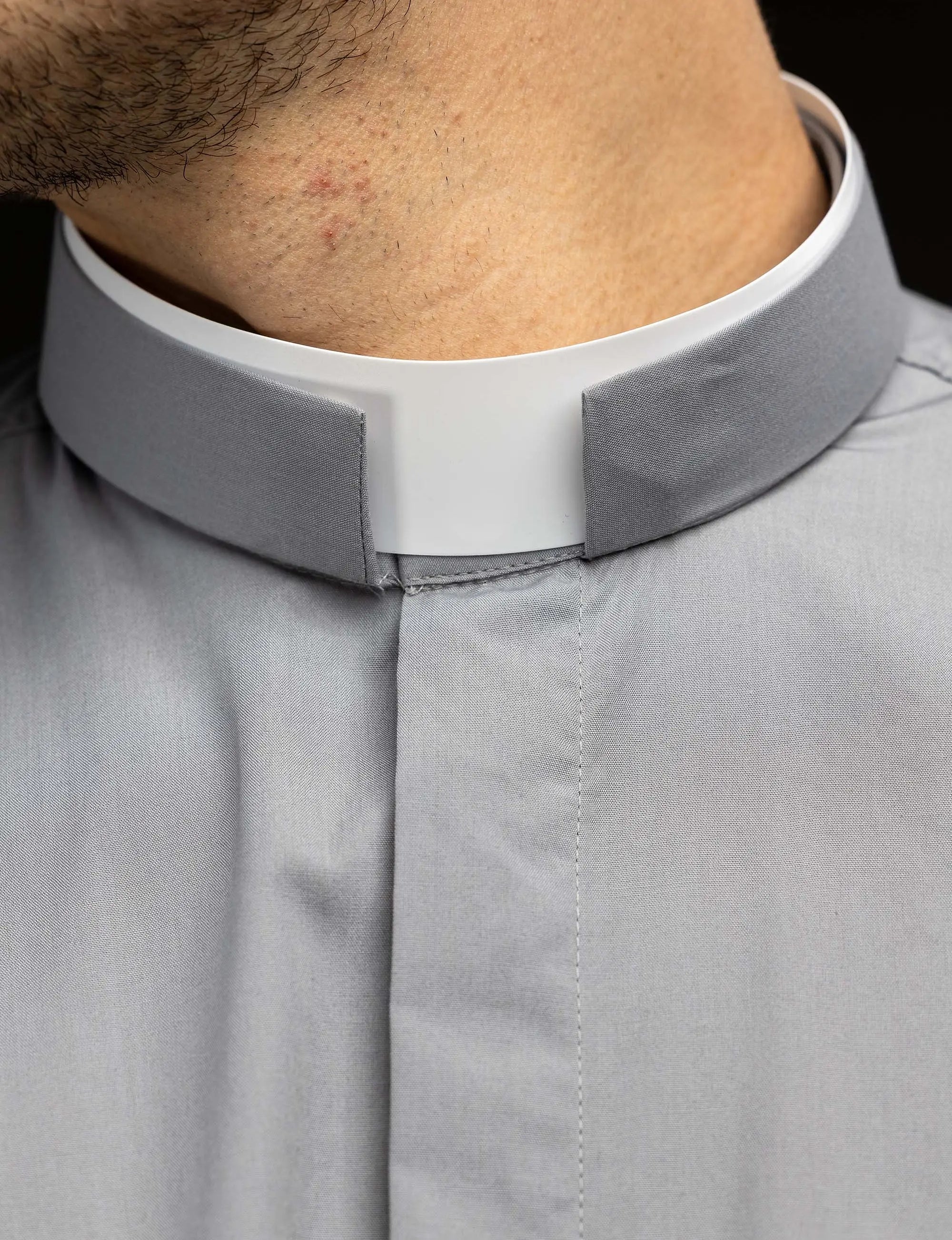 Roman Clergy Shirt Light Gray Long Sleeve with Collar Tab