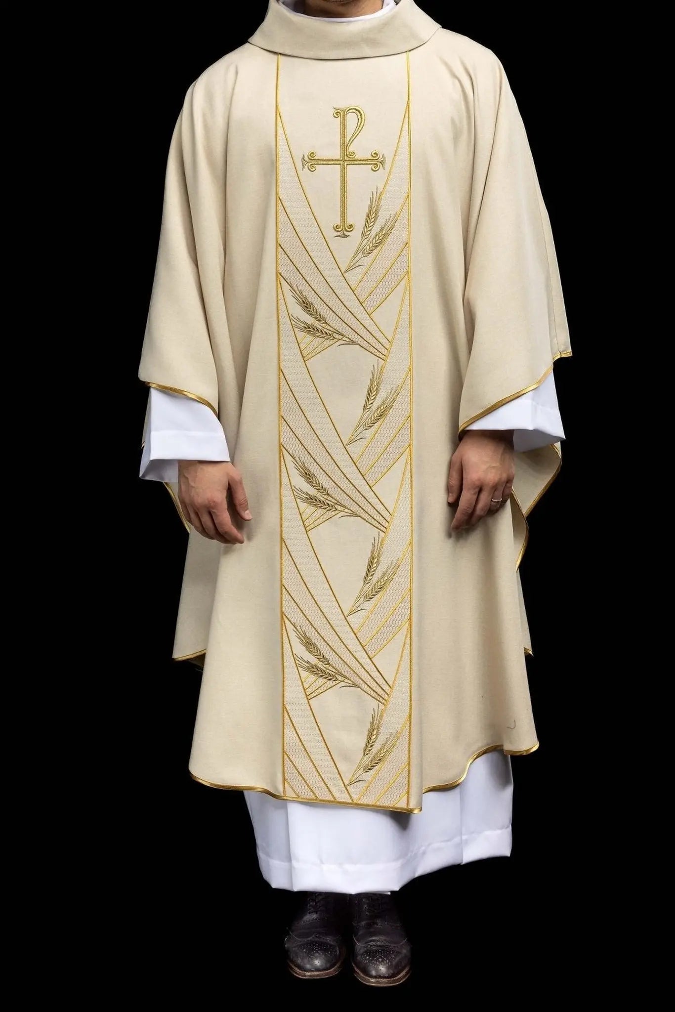 Ecru Chasuble with Embroidered PAX Band