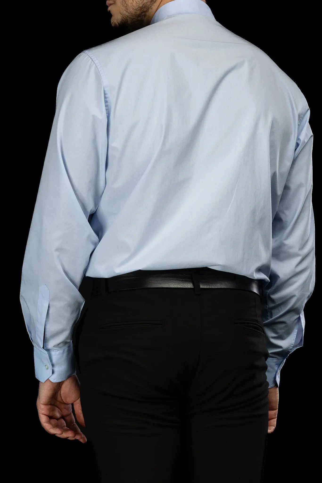 Clergy Shirt Blue Long Sleeve with Collar Tab