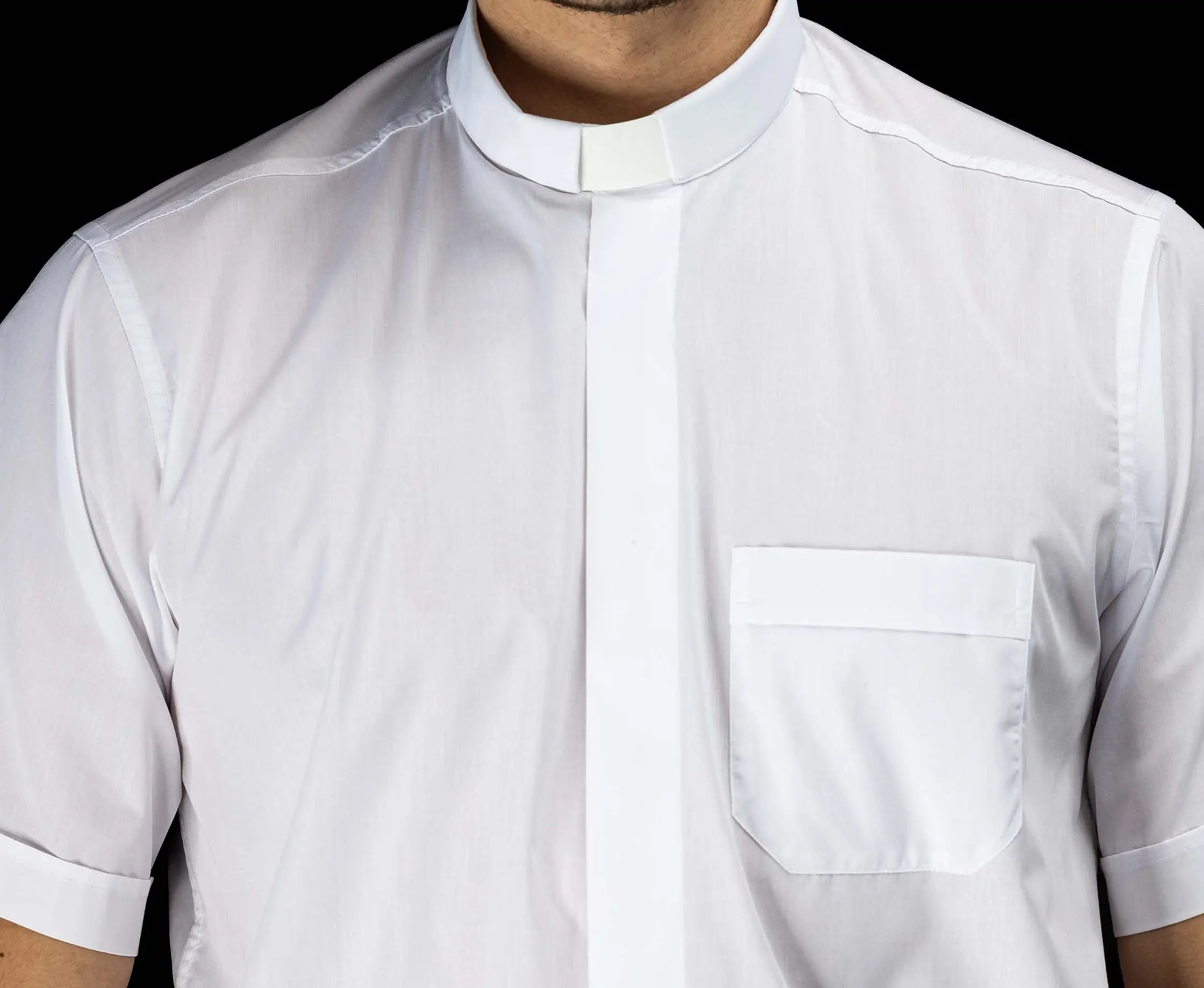 Clergy Shirt White Short Sleeve with Collar Tab