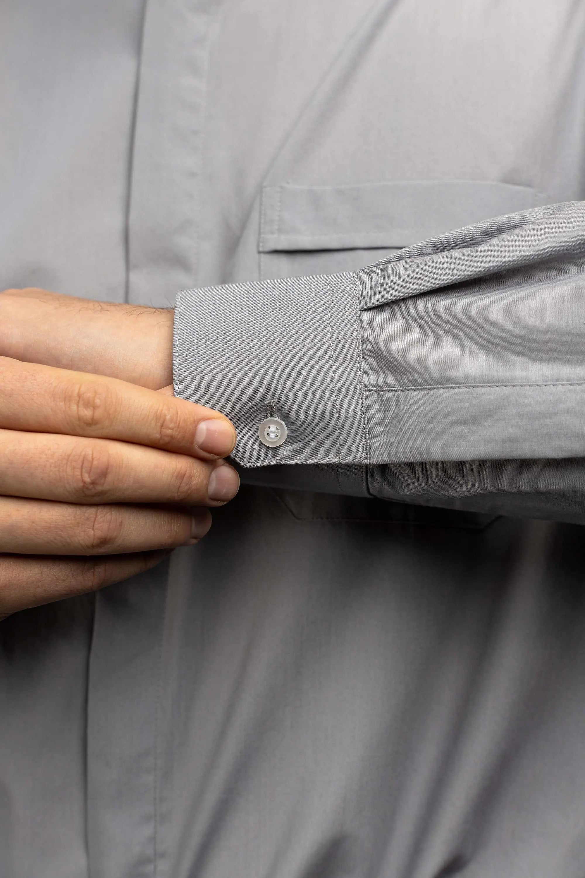 Roman Clergy Shirt Light Gray Long Sleeve with Collar Tab