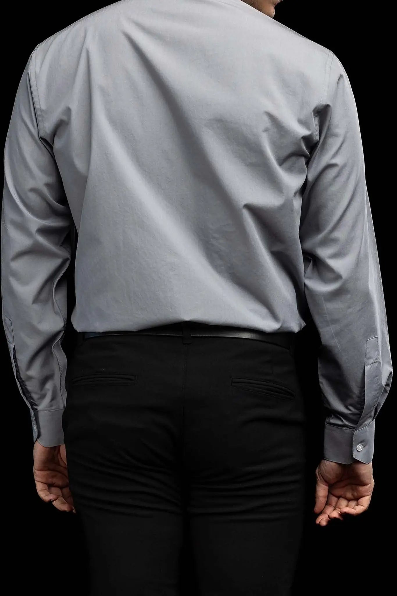 Roman Clergy Shirt Light Gray Long Sleeve with Collar Tab