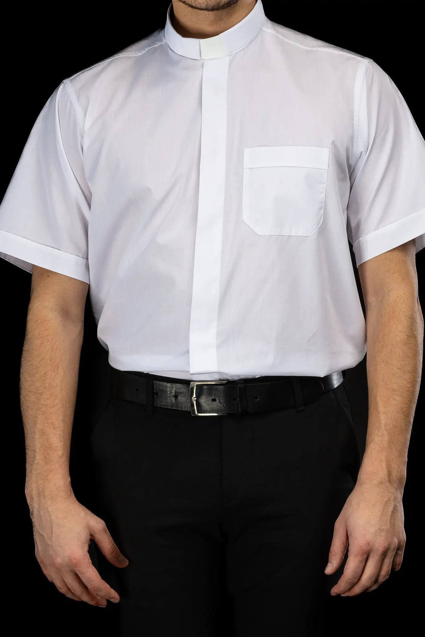Clergy Shirt White Short Sleeve with Collar Tab