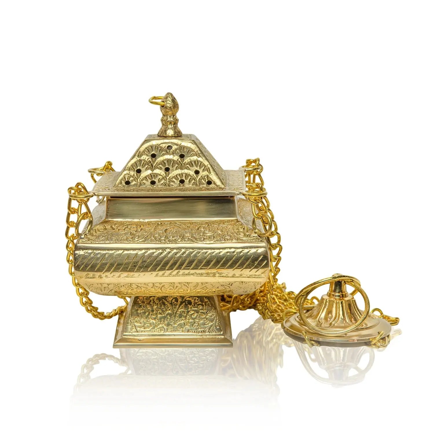 Brass Thurible with Ornamental Pierced Lid