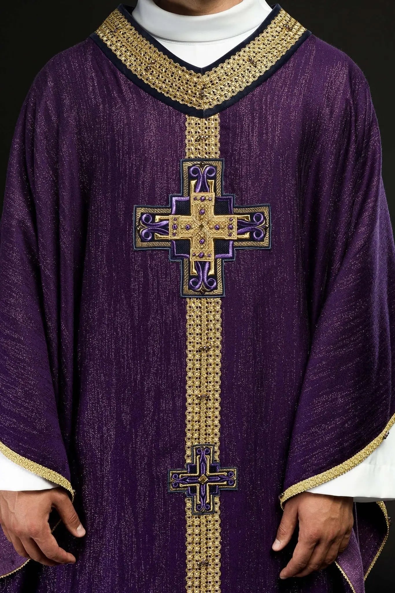 Handmade Chasuble with Natural Stones Handmade 7015 Purple