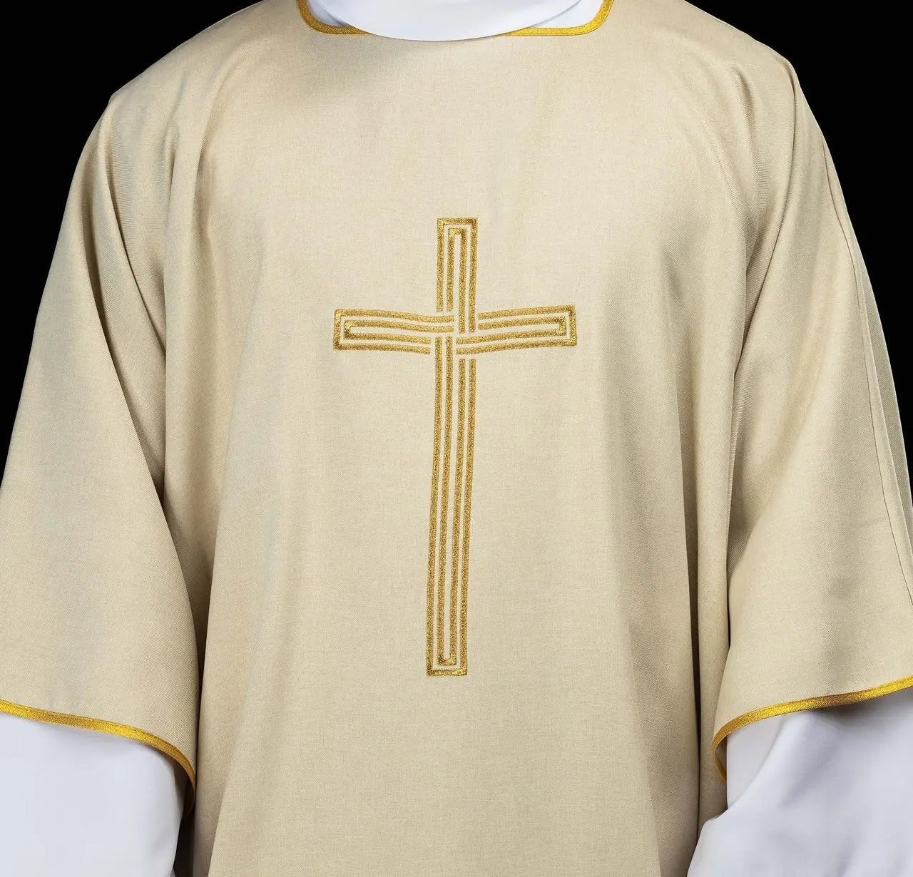 Ecru Dalmatic with Gold Cross Embroidery