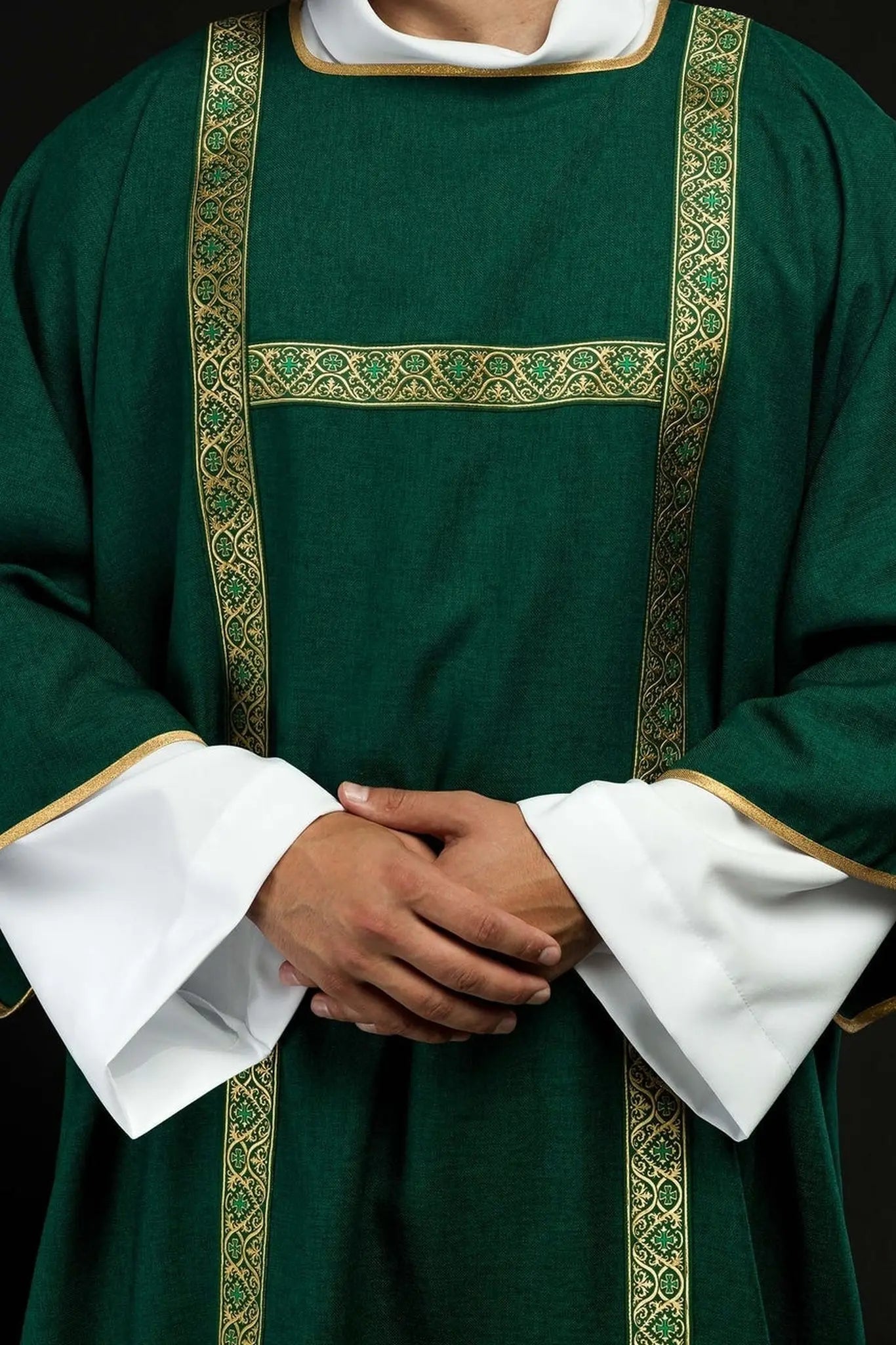 Green Dalmatic Decorated with Gold Jacquard Ribbons