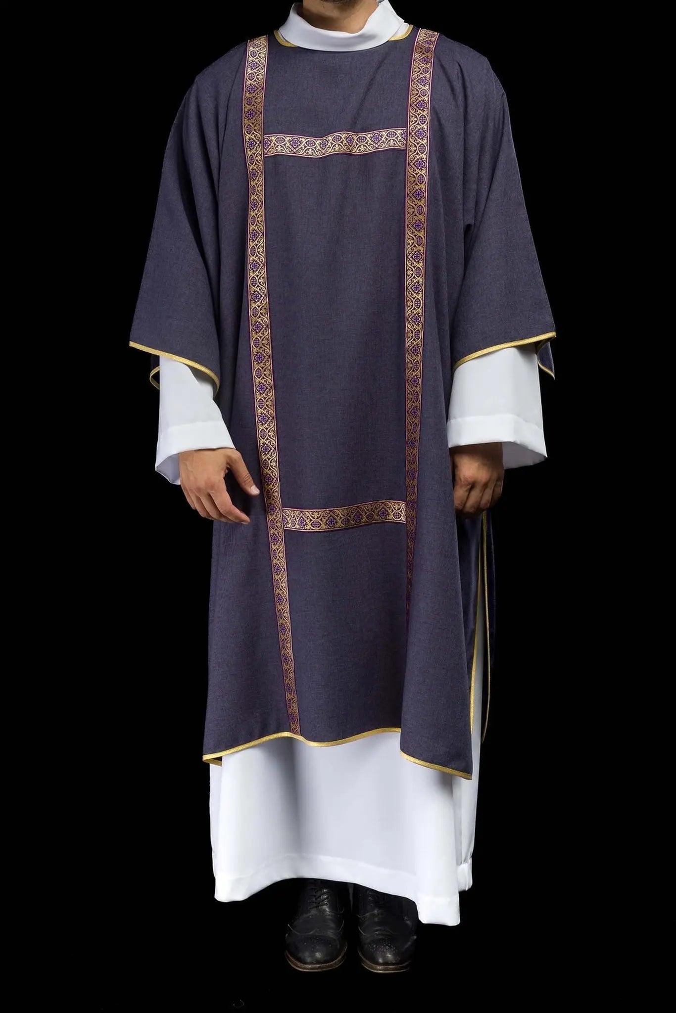 Purple Dalmatic Decorated with Gold Jacquard Ribbons