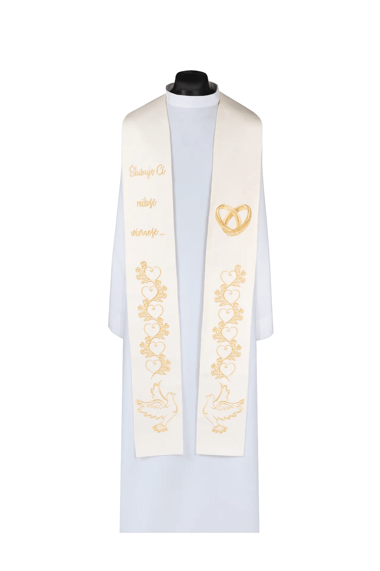 Embroidered wedding stole ecru