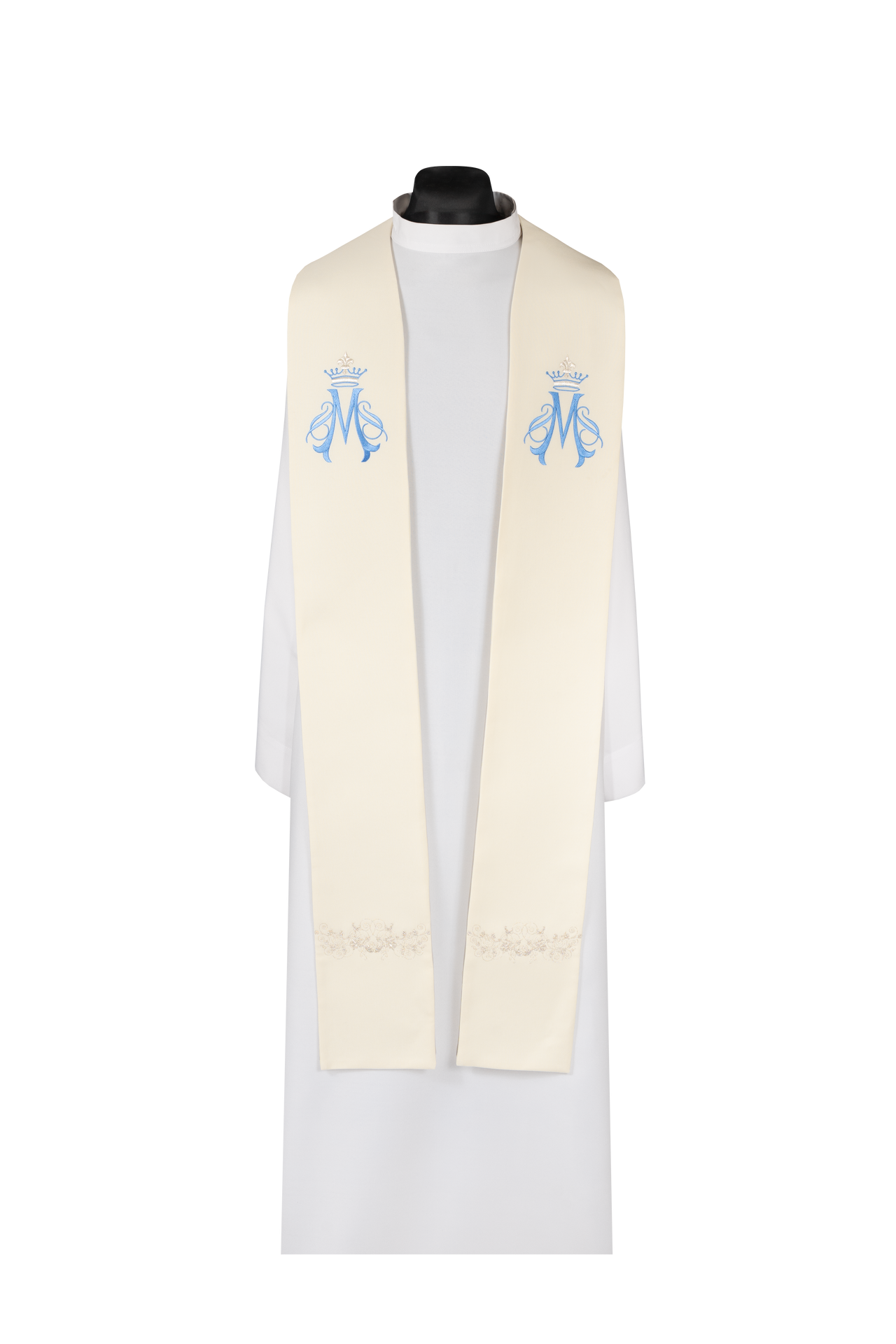 Stuła haftowana Maryjna ecru - ORNATY.PL