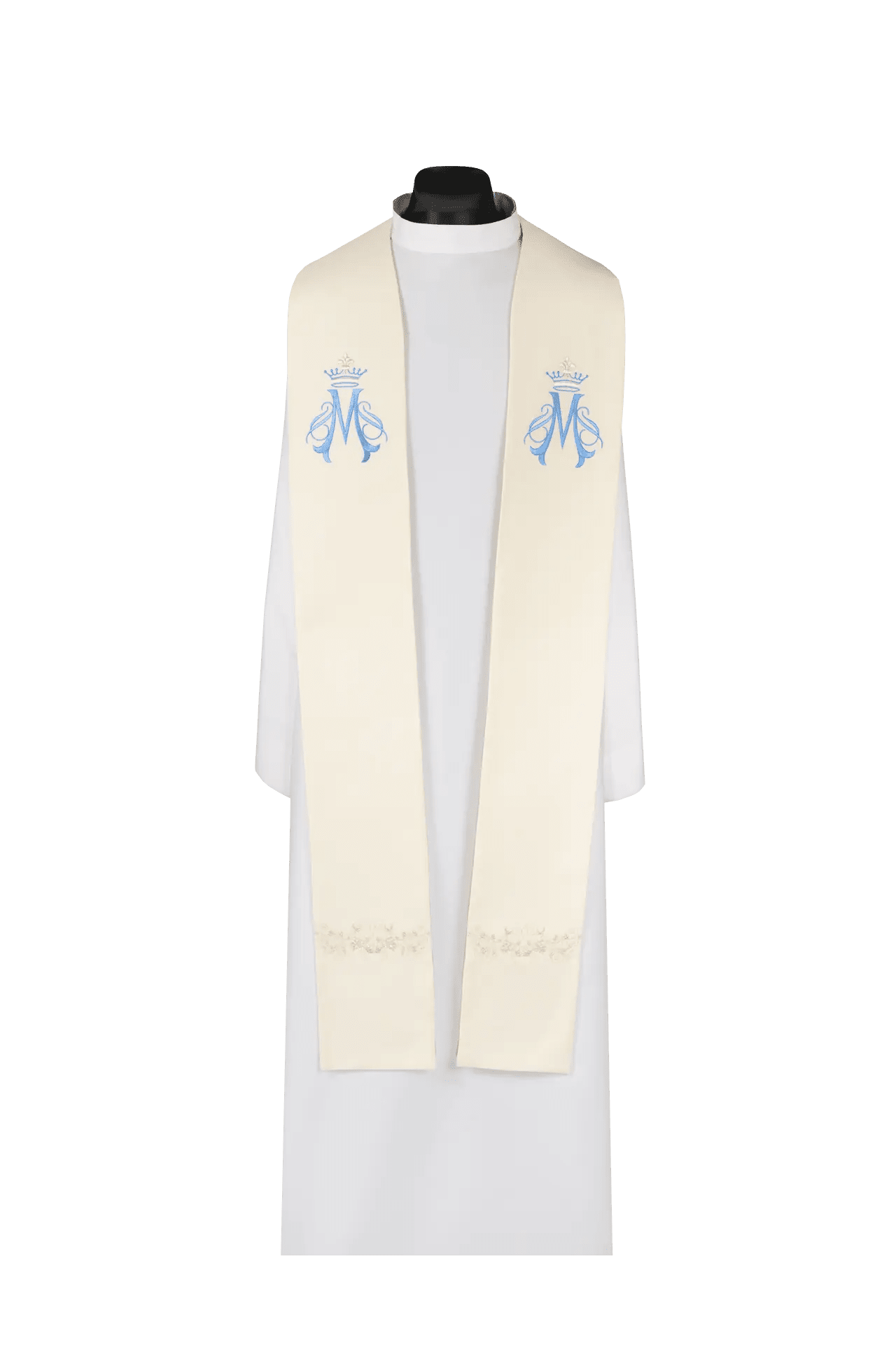 Embroidered Marian stole ecru