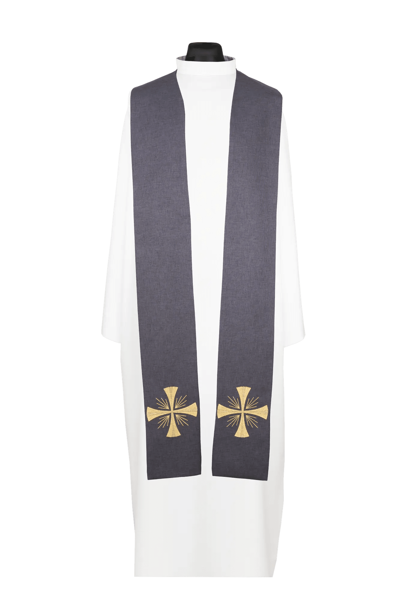 Embroidered priest stole with cross purple