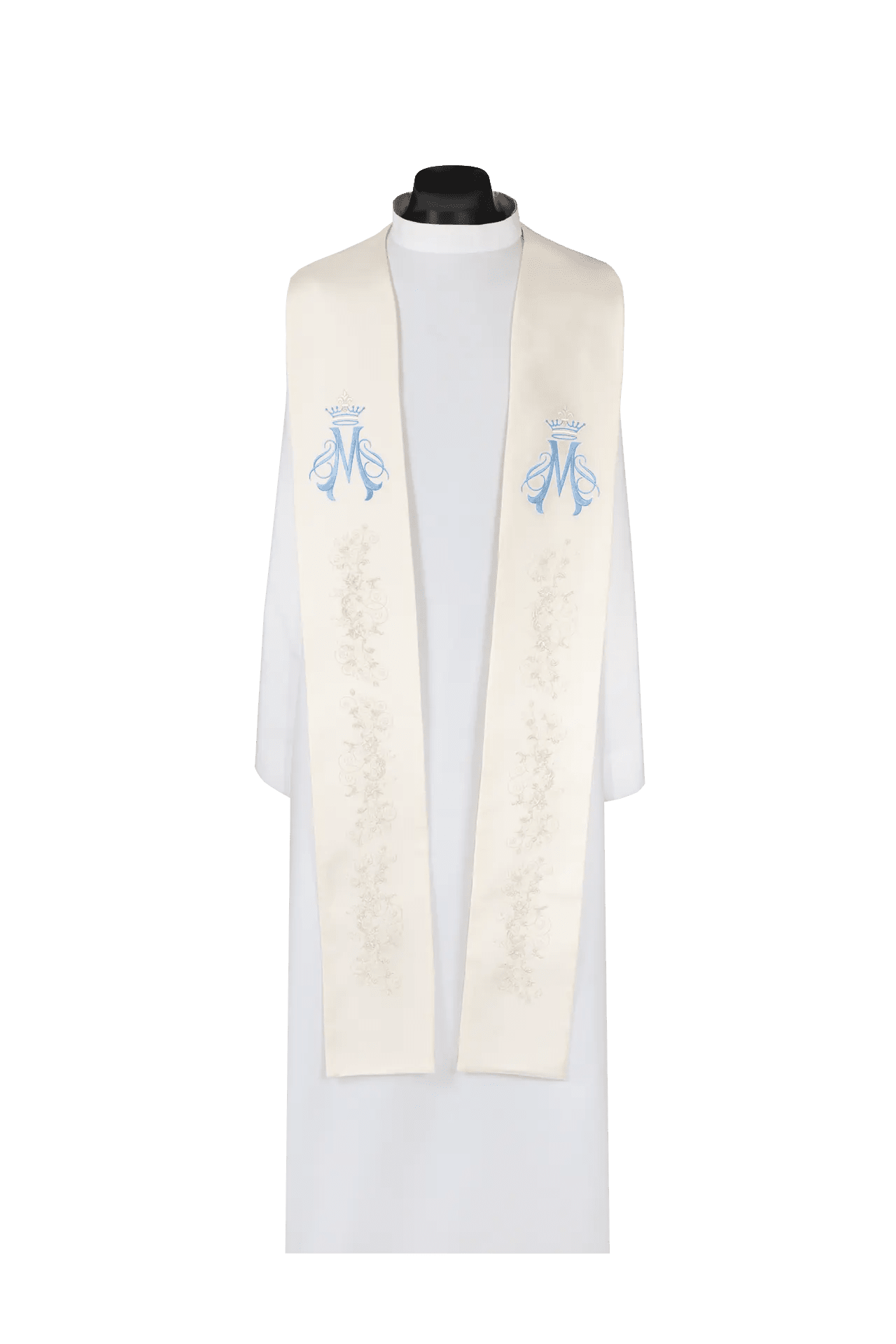 Embroidered Marian stole ecru