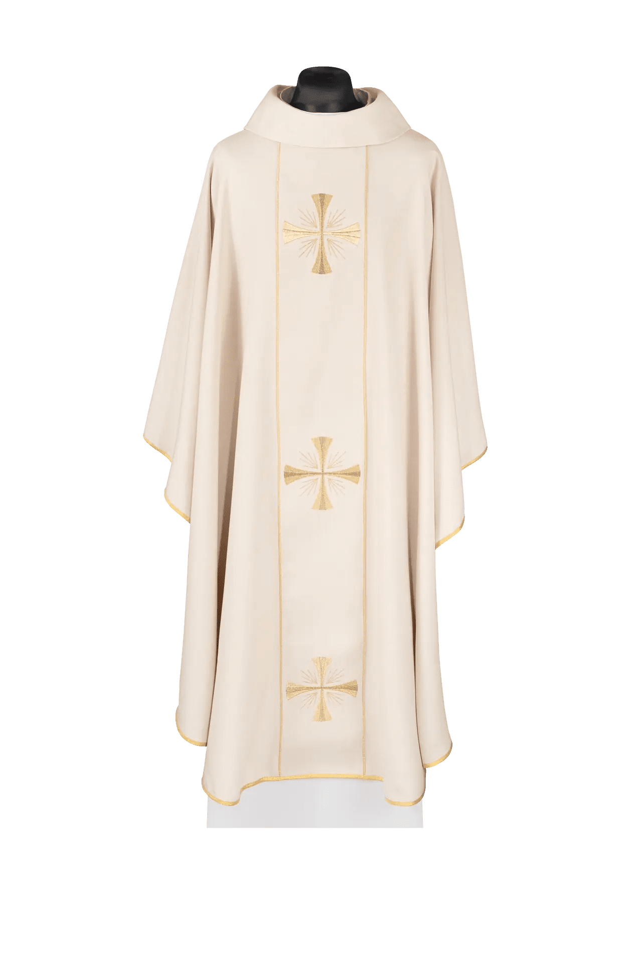 Chasuble with an ecru band and embroidered crosses