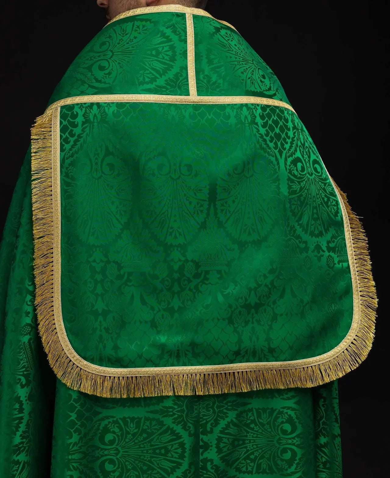 Plain Jacquard Roman Cope Green