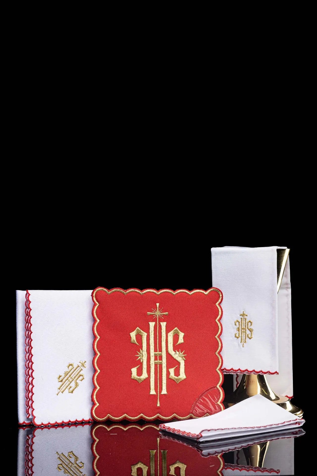 Embroidered Chalice Set Red IHS