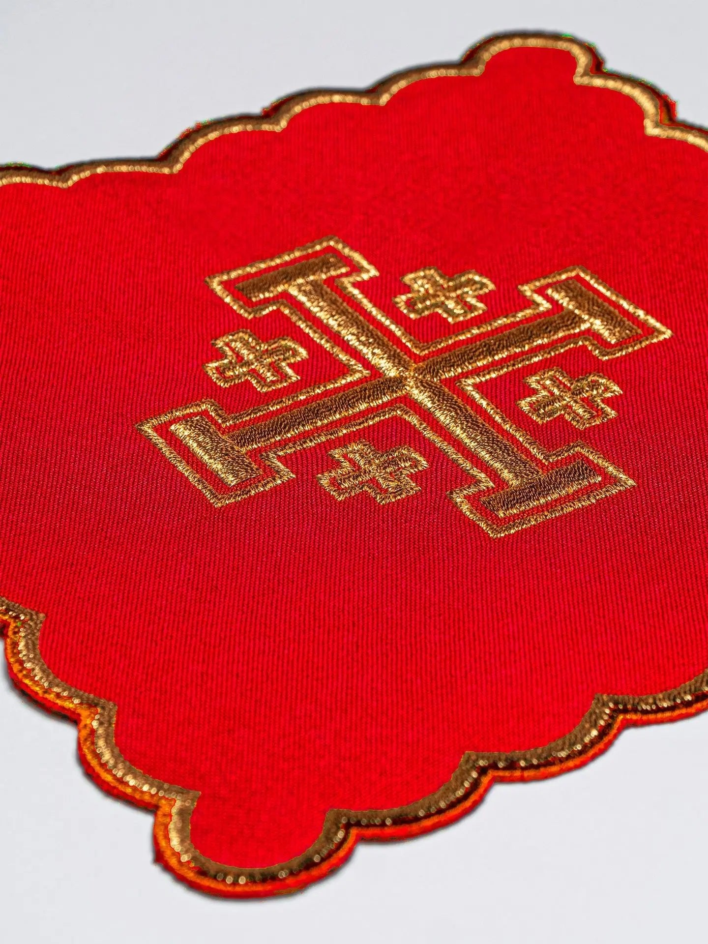 Set of Chalice Palls with Embroidered Jerusalem Cross in Four Liturgical Colors