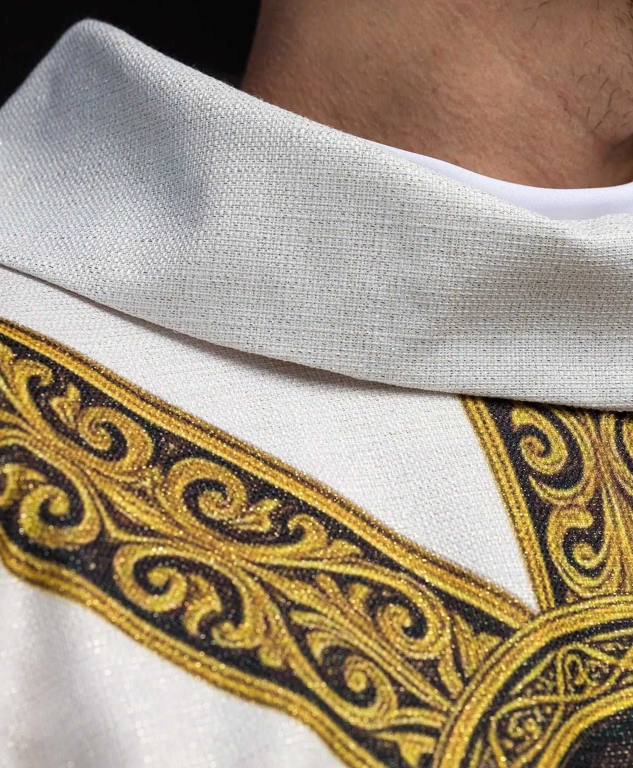 Printed “Pax” Chasuble Ecru with Rich Gold Decoration