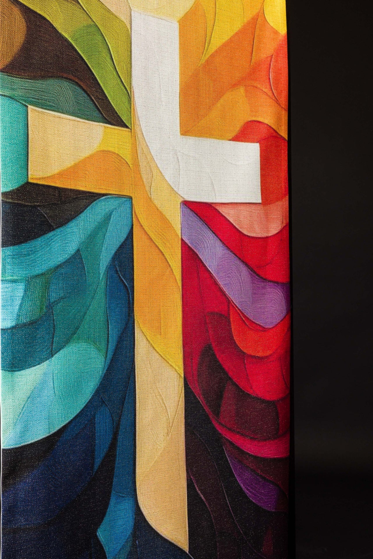 Drukowana Serweta na lektorium wielokolorowa z motywem krzyża - ORNATY.PL