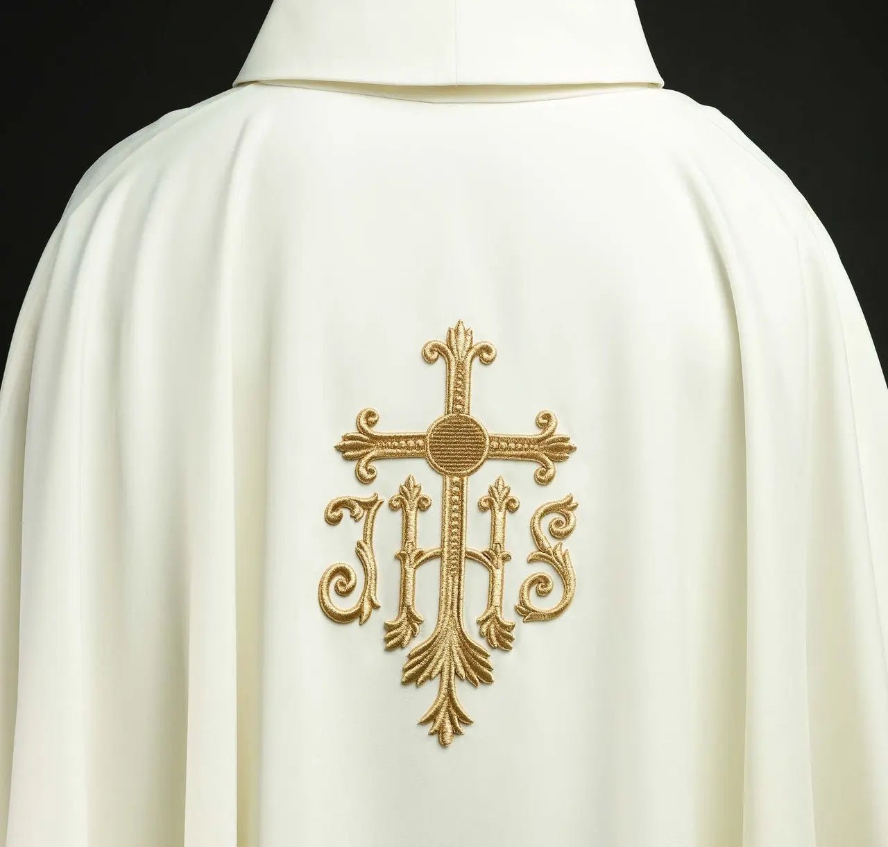 Embroidered ecru cross chasuble