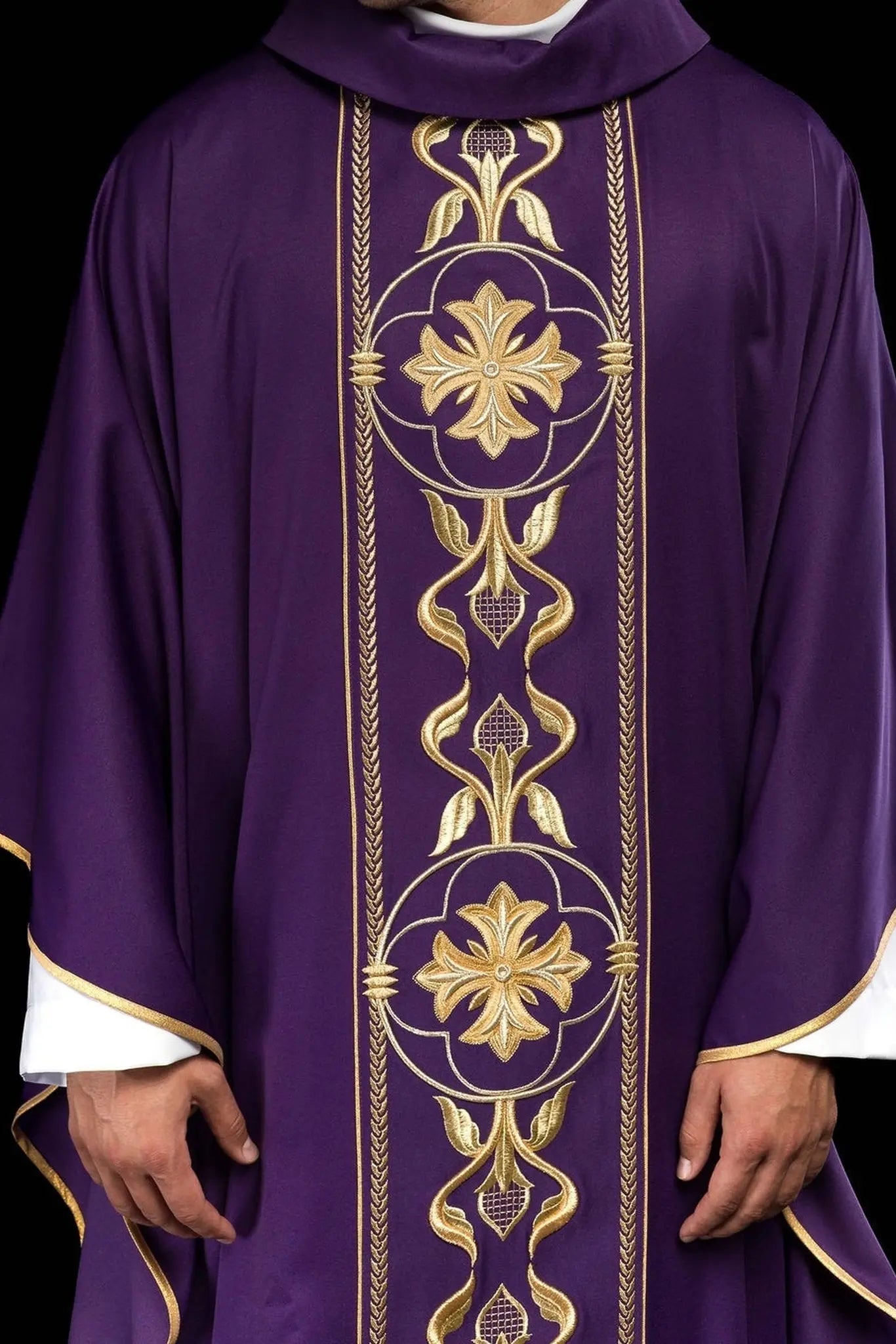 Embroidered Purple Chasuble with Decorative Band