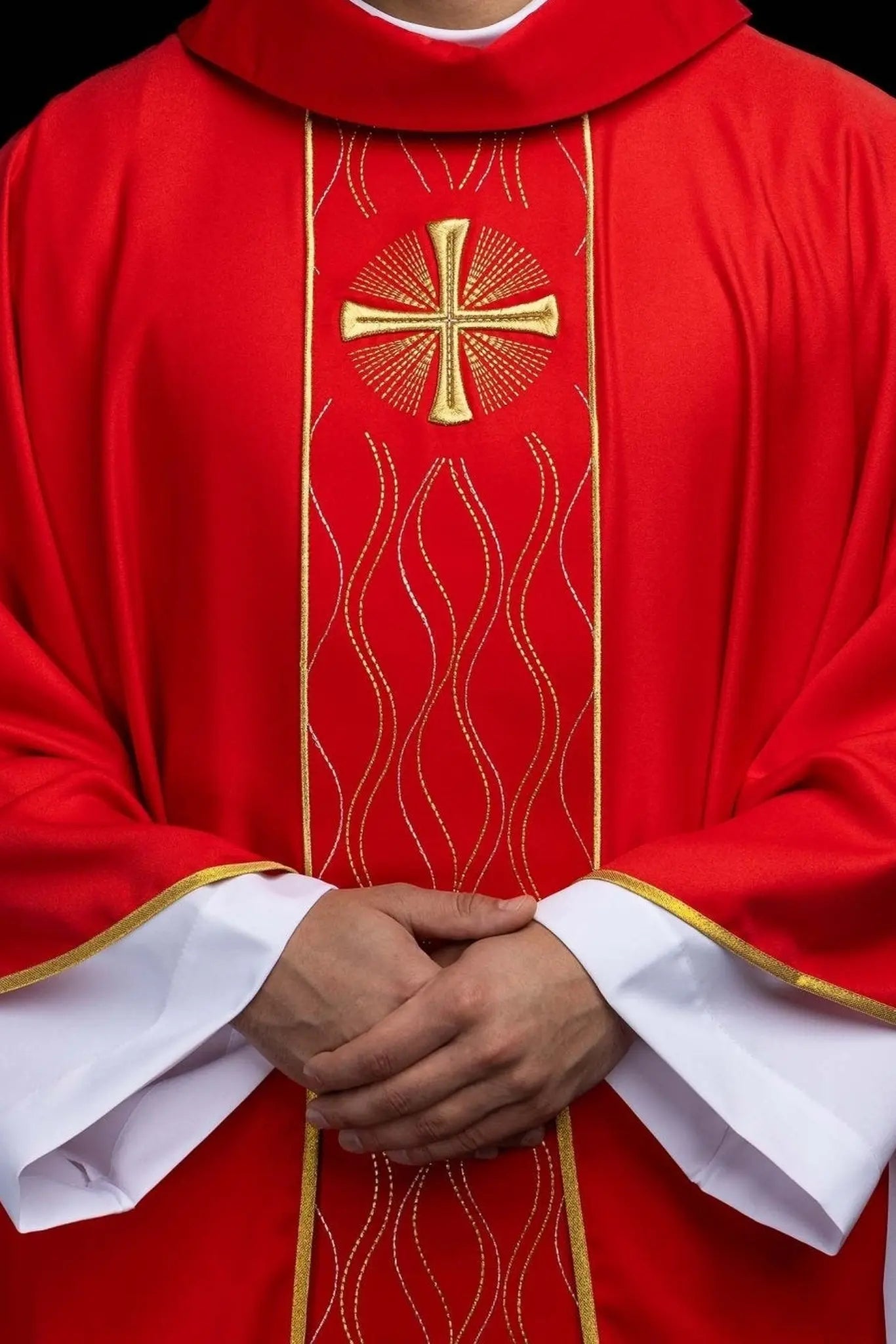 Red Embroidered Chasuble with Cross