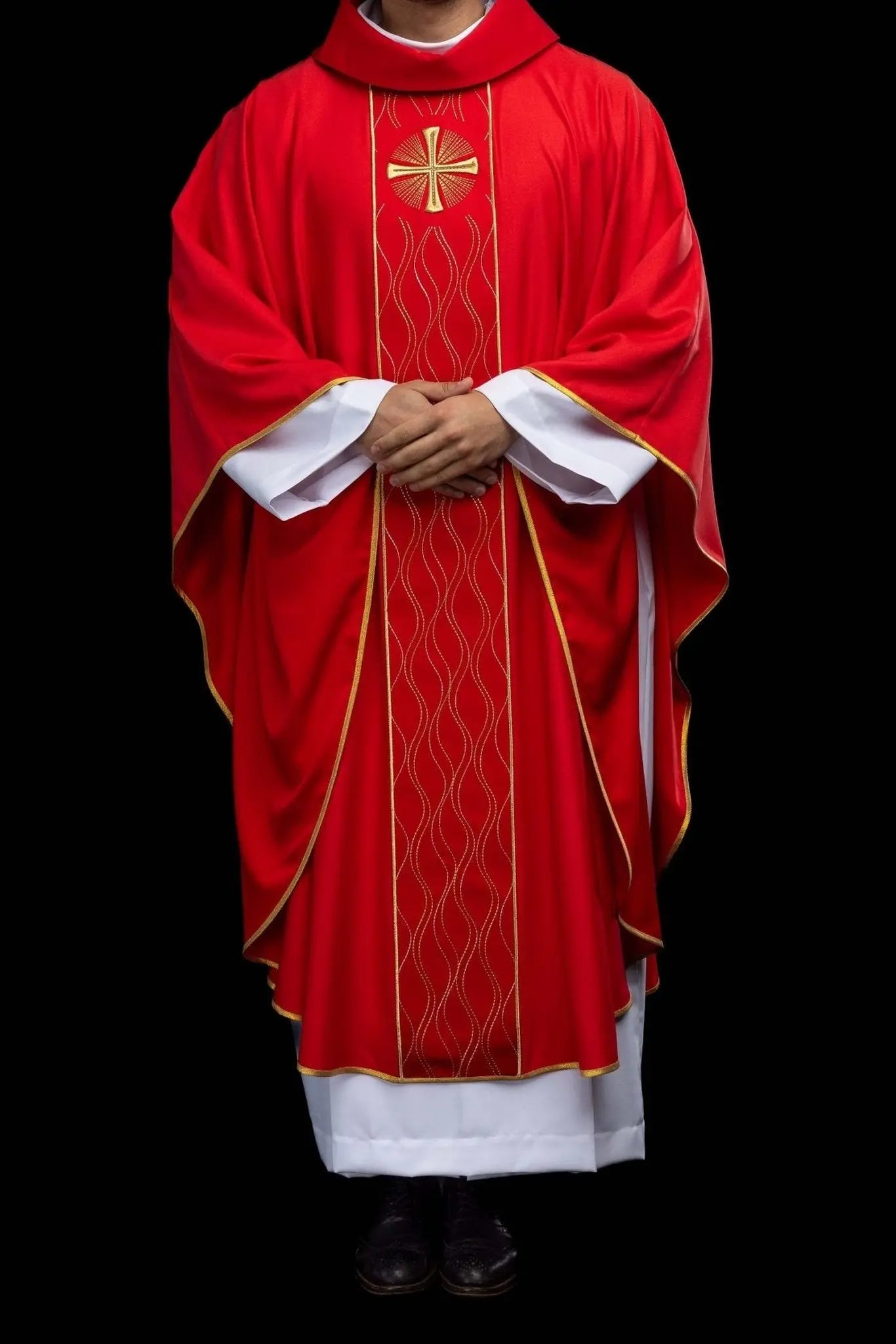 Red Embroidered Chasuble with Cross