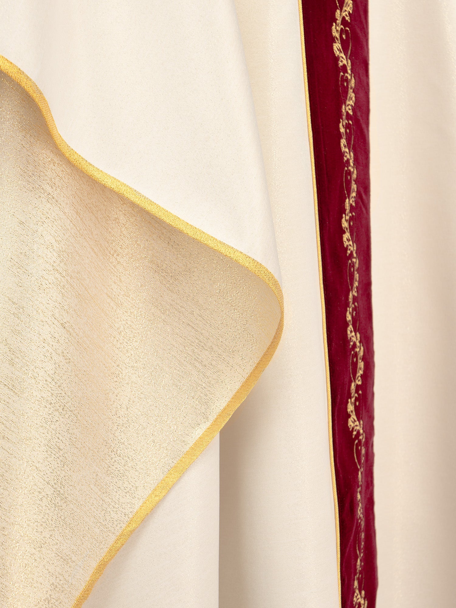 Wedding Chasuble in Ecru with Red Velvet Sash