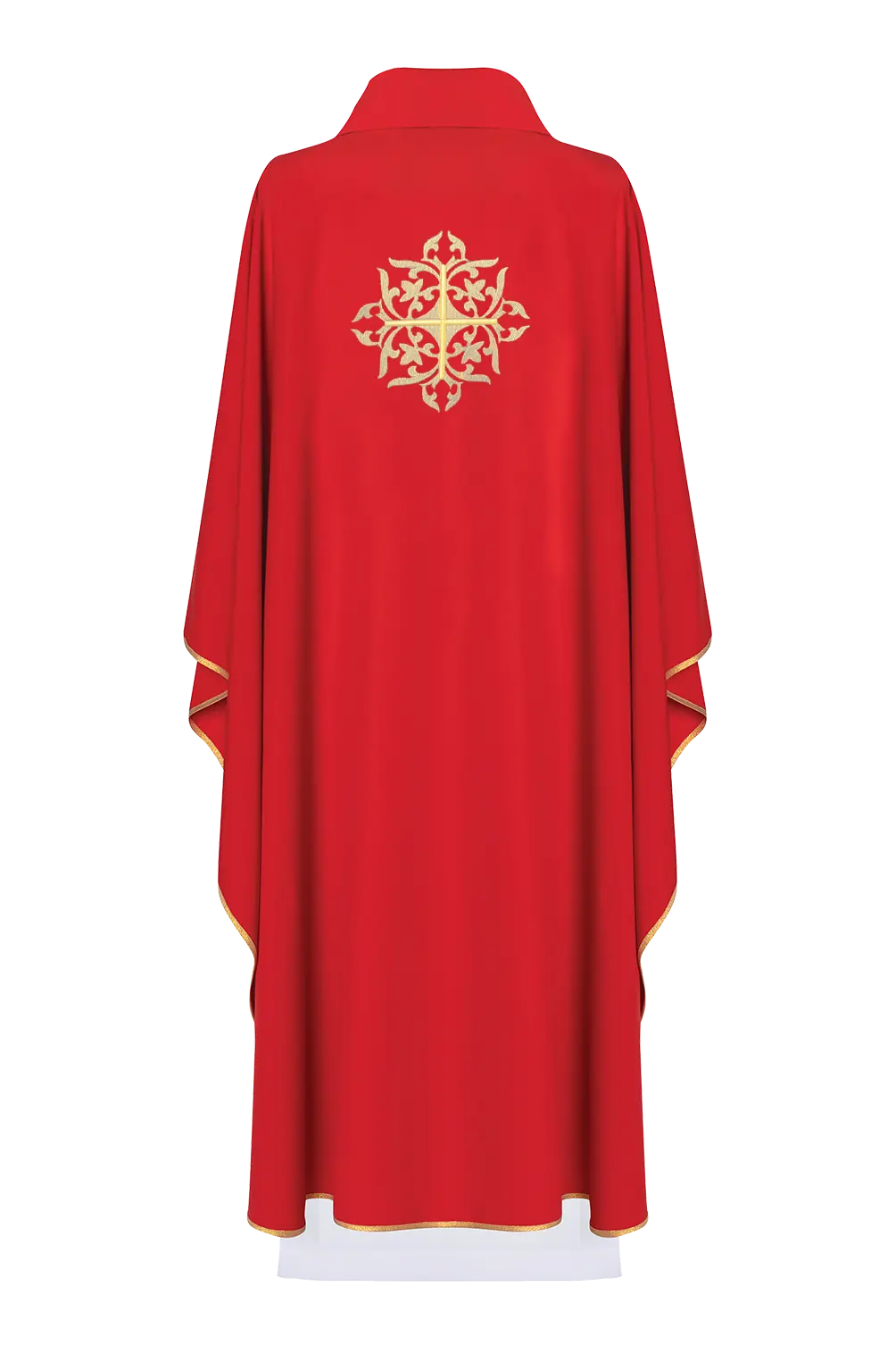 Embroidered Red Chasuble with Decorated Cross