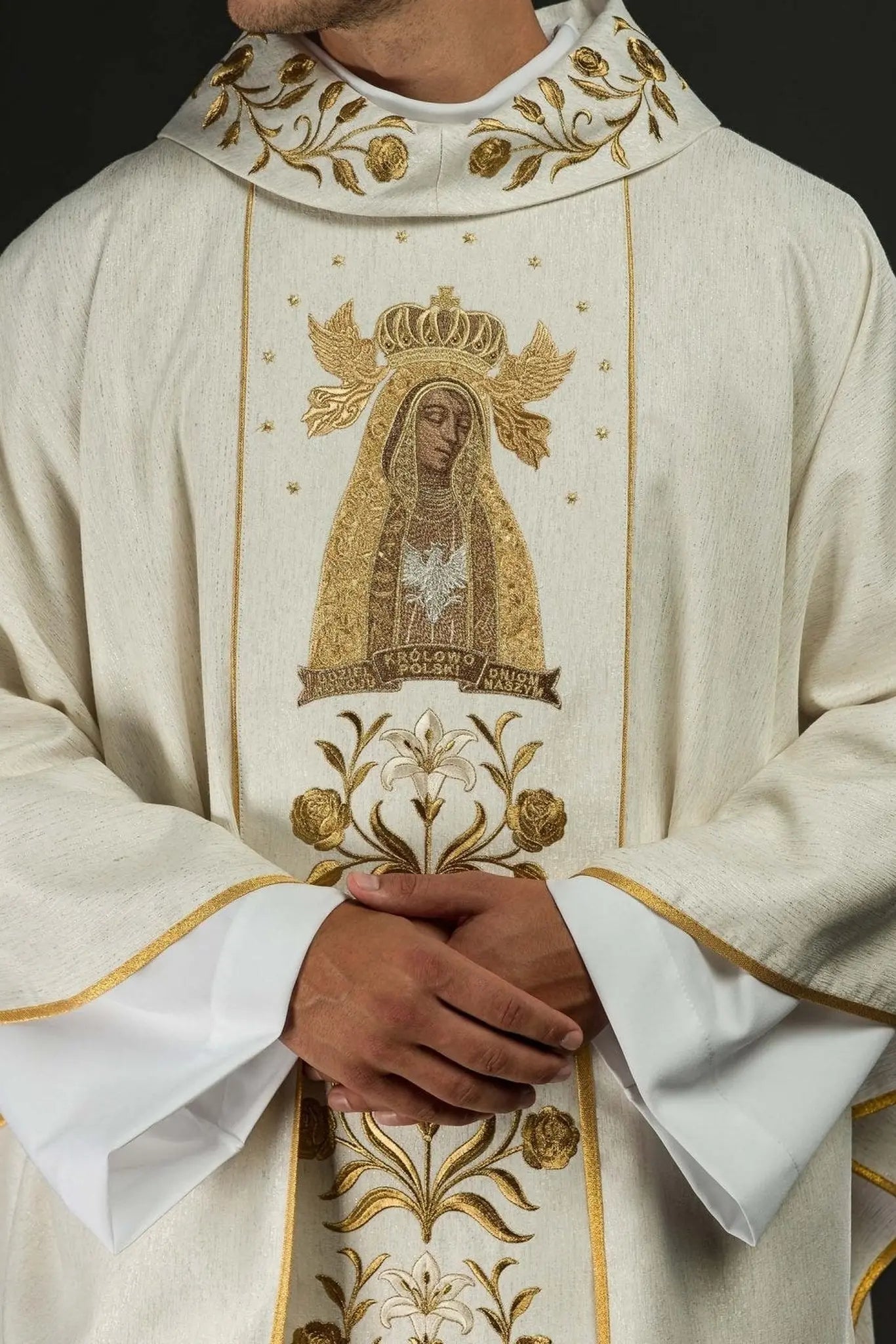 Gold Embroidered Chasuble with Our Lady of Lichen Image