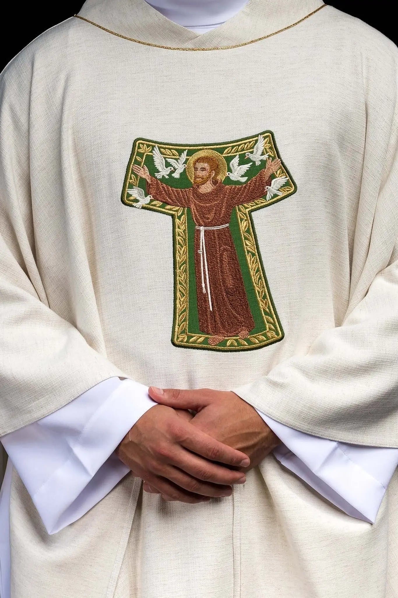 Embroidered chasuble with the image of Saint Francis