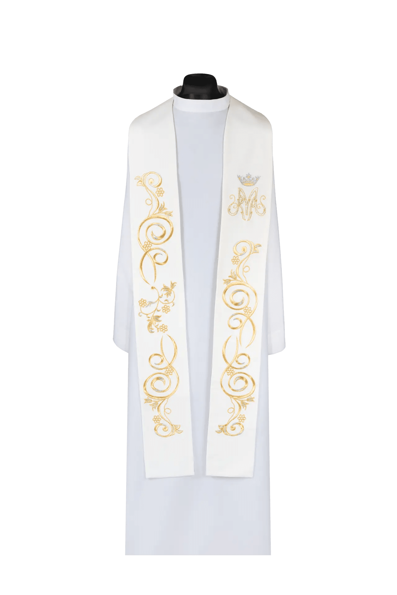 Embroidered Marian stole ecru